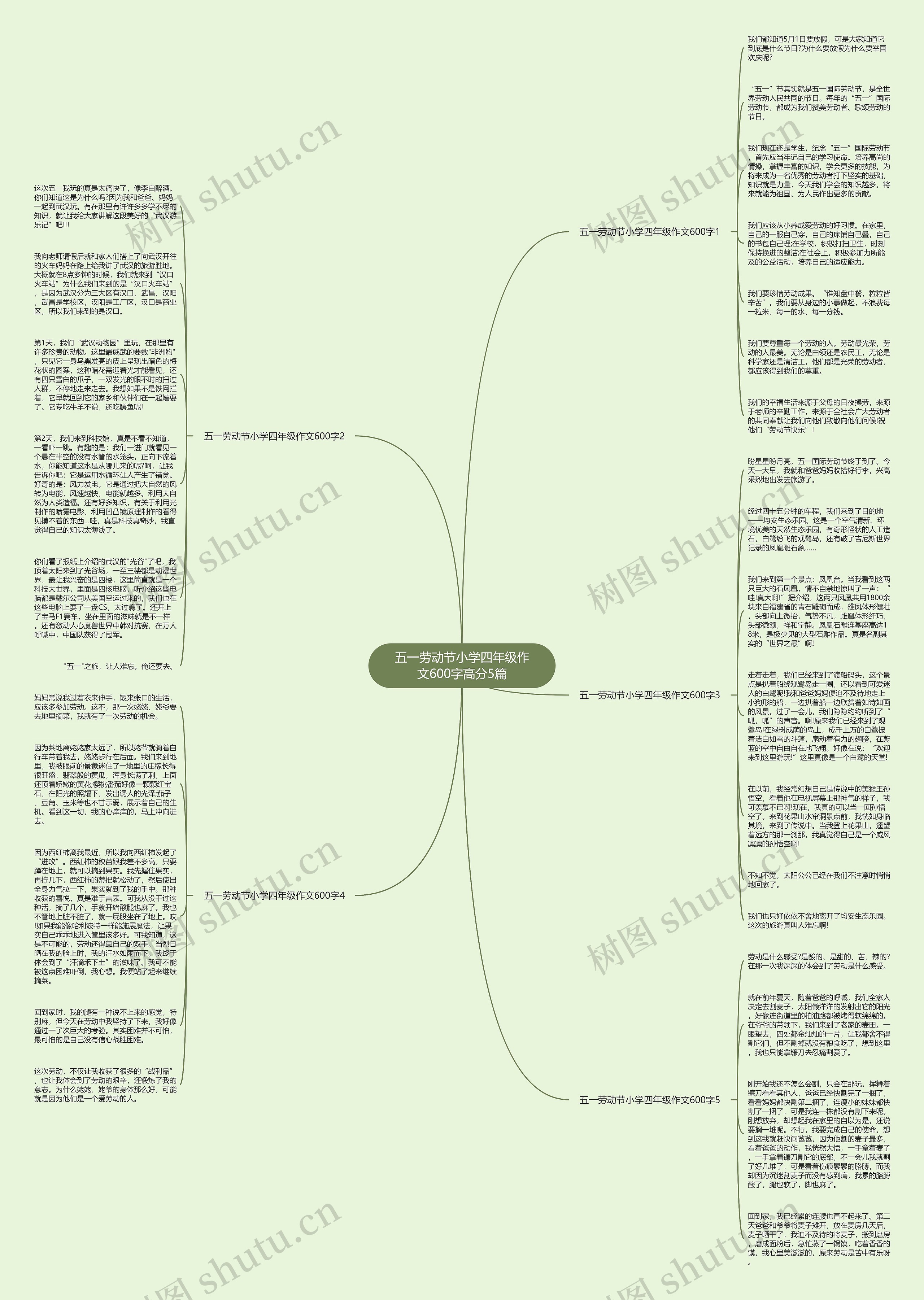 五一劳动节小学四年级作文600字高分5篇思维导图