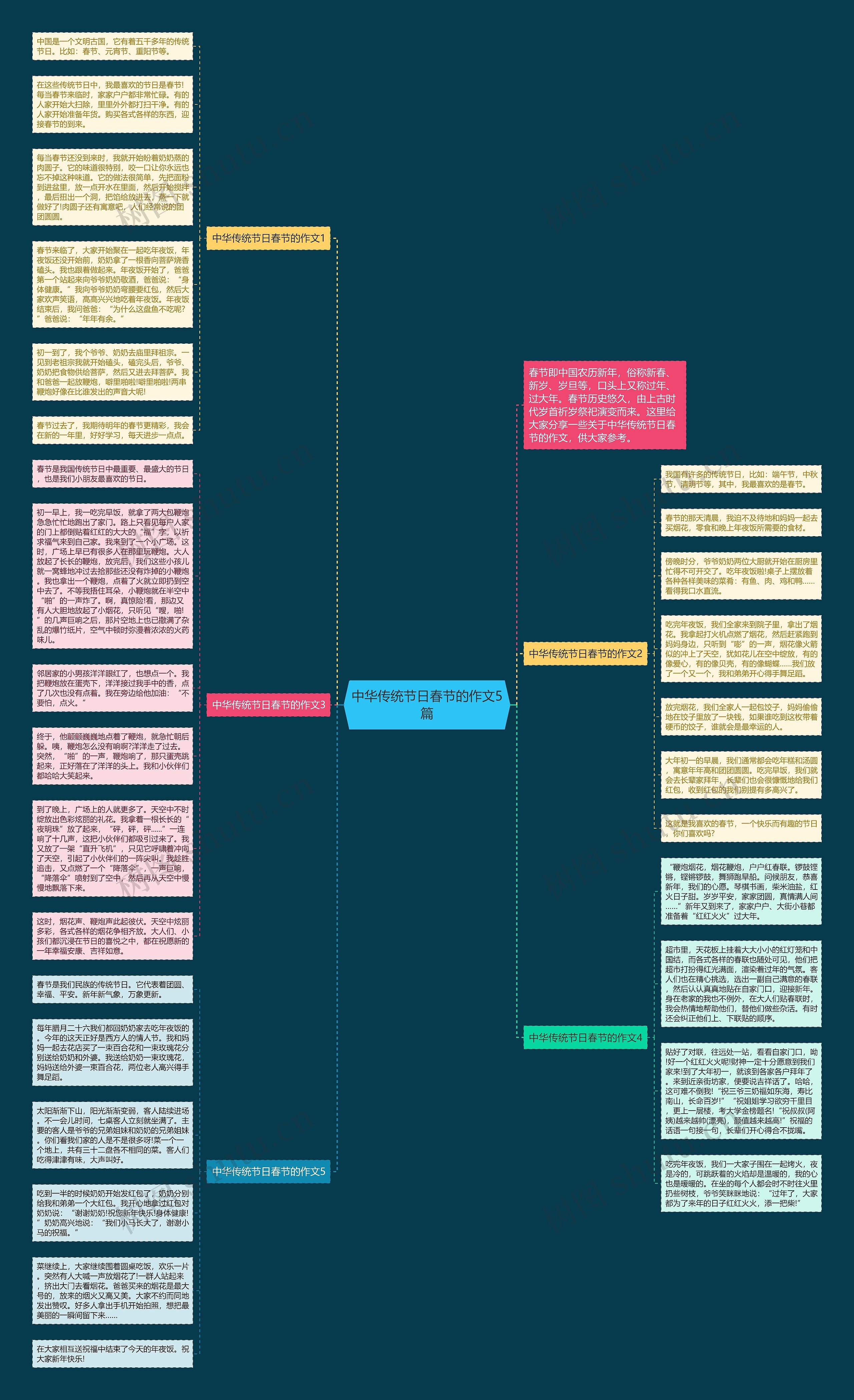 中华传统节日春节的作文5篇思维导图