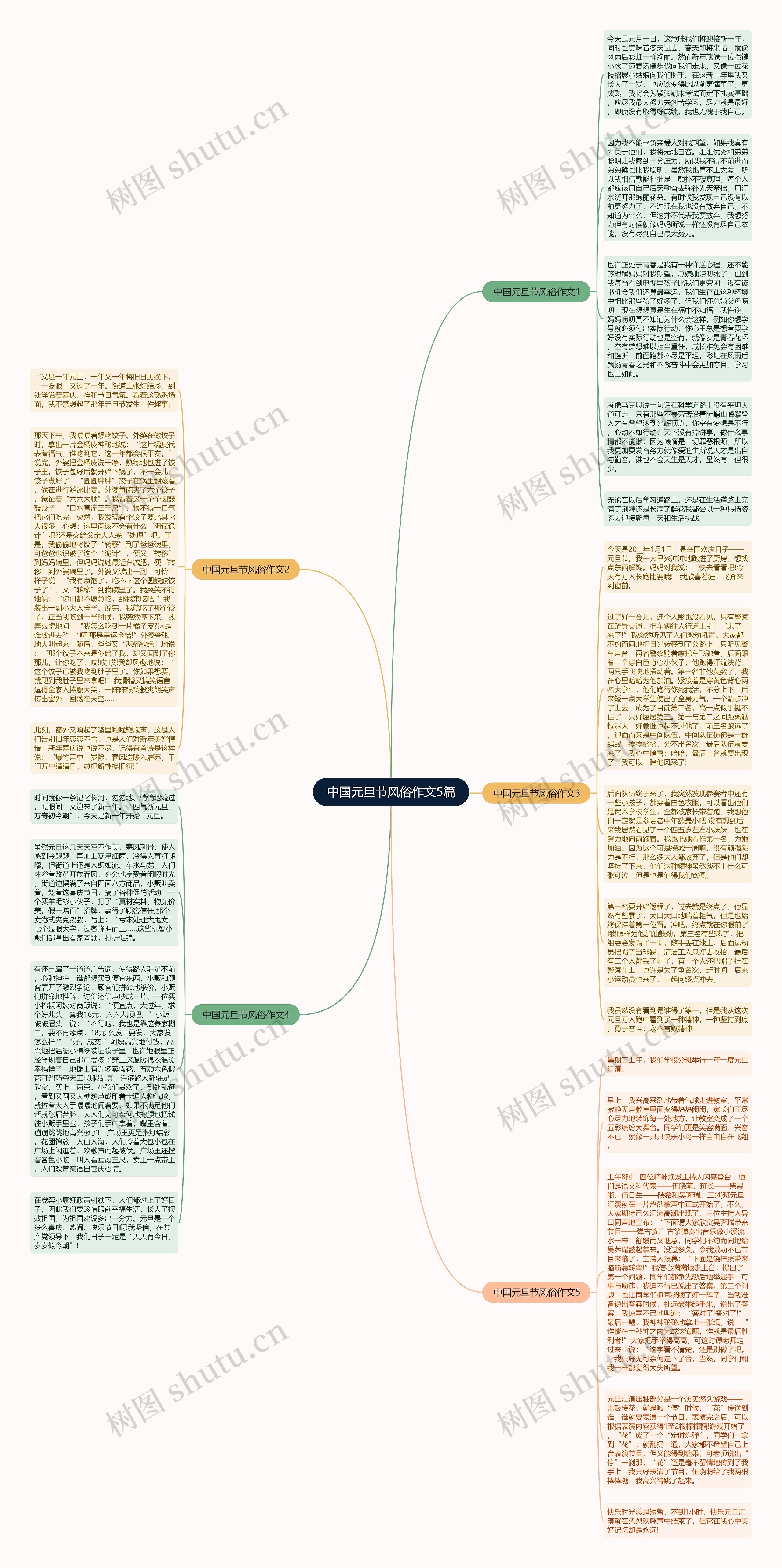 中国元旦节风俗作文5篇思维导图