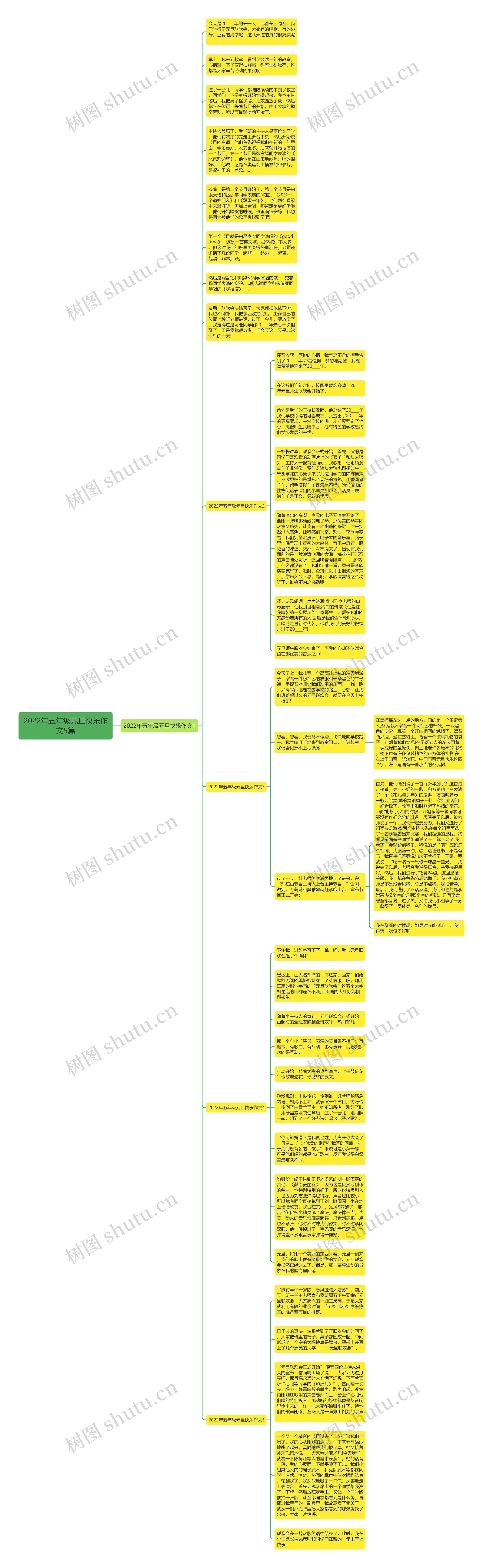 2022年五年级元旦快乐作文5篇思维导图