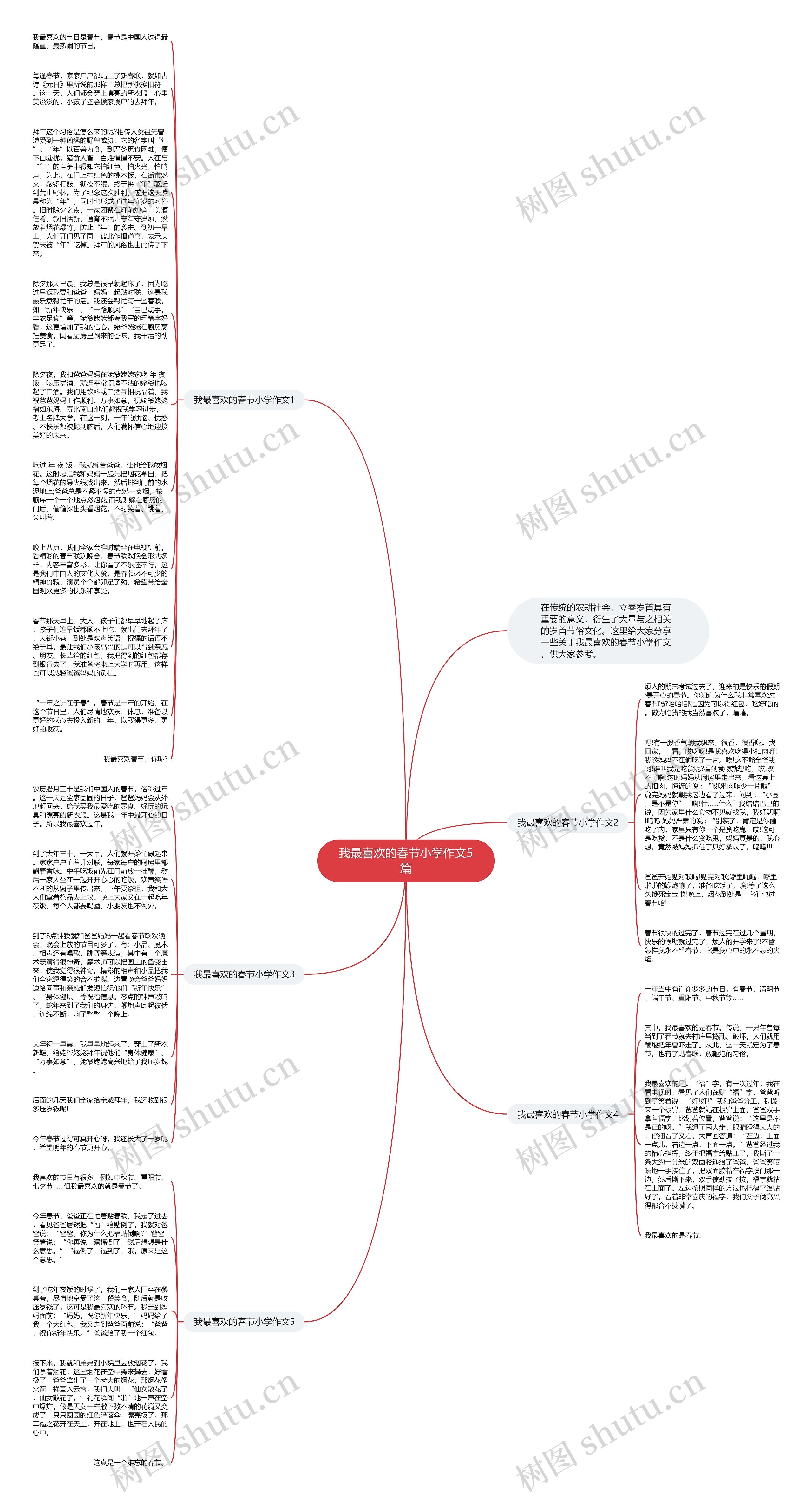 我最喜欢的春节小学作文5篇思维导图