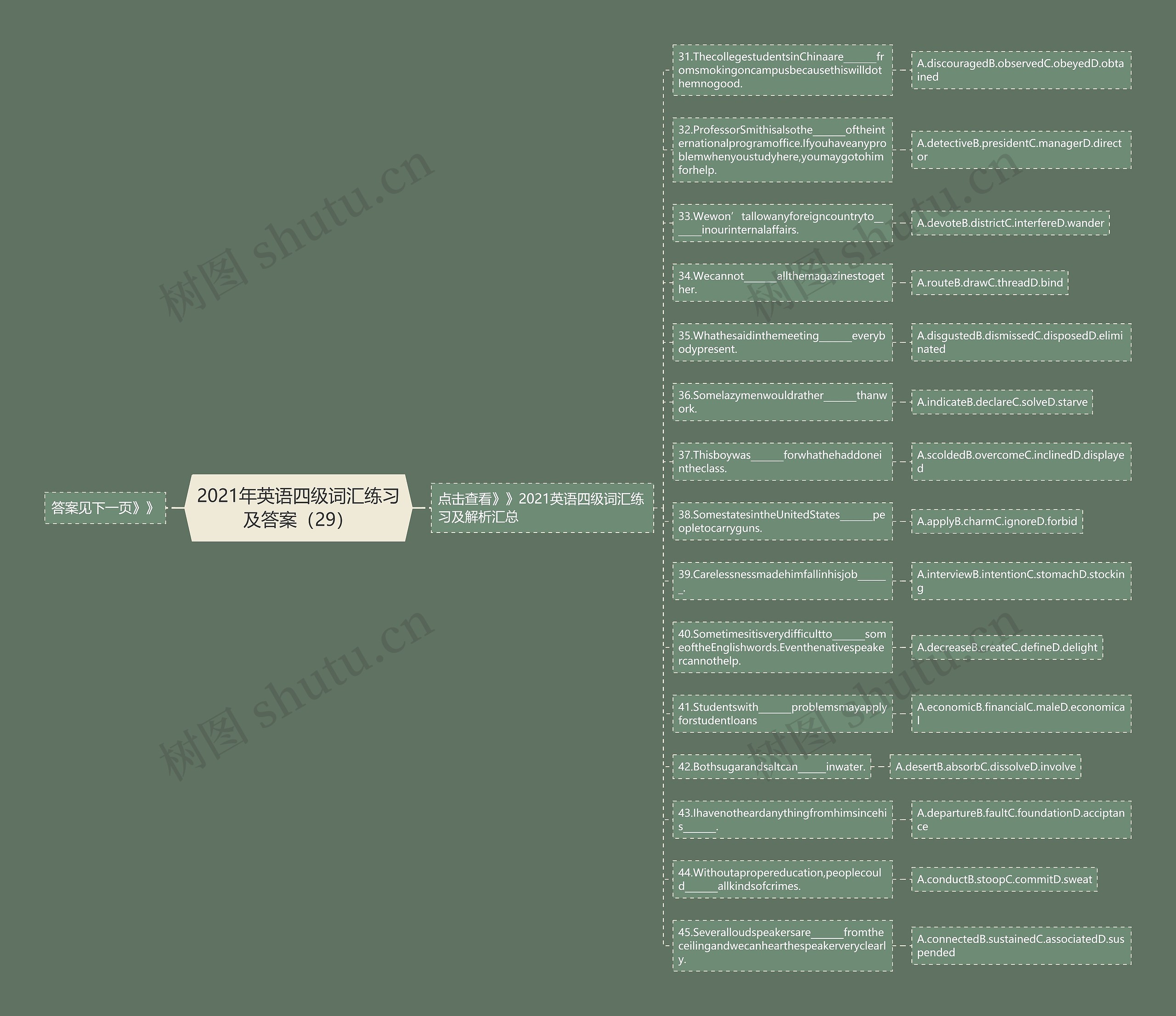 2021年英语四级词汇练习及答案（29）思维导图