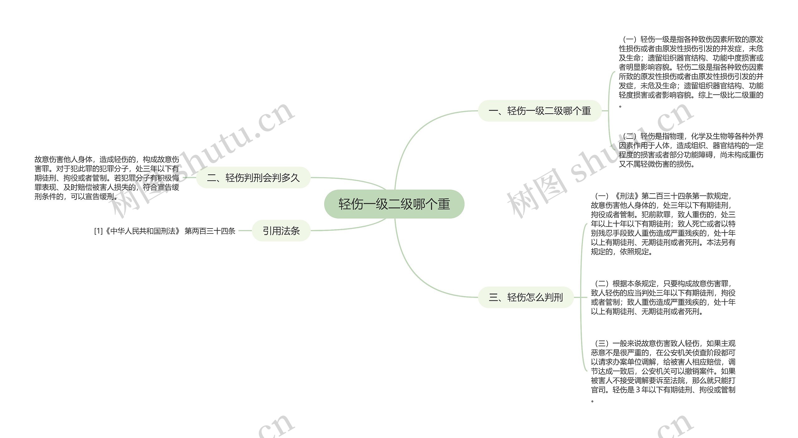 轻伤一级二级哪个重思维导图