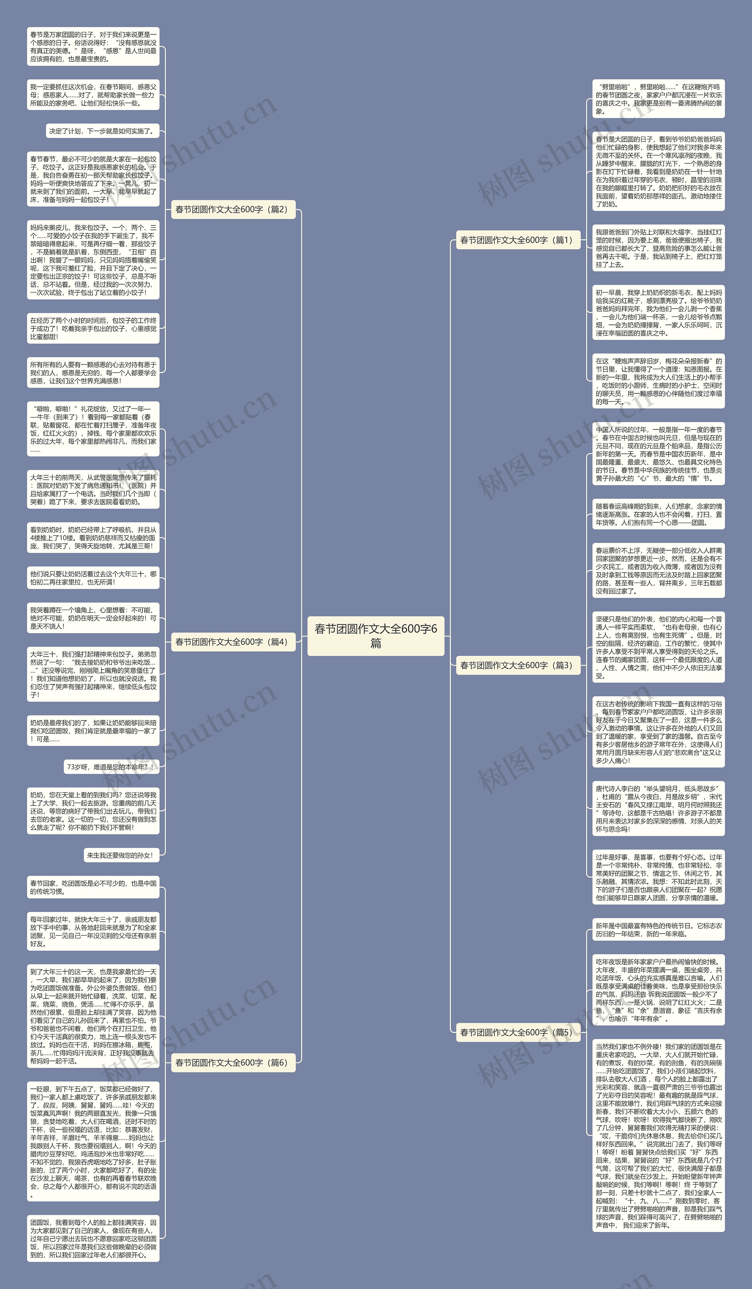 春节团圆作文大全600字6篇思维导图