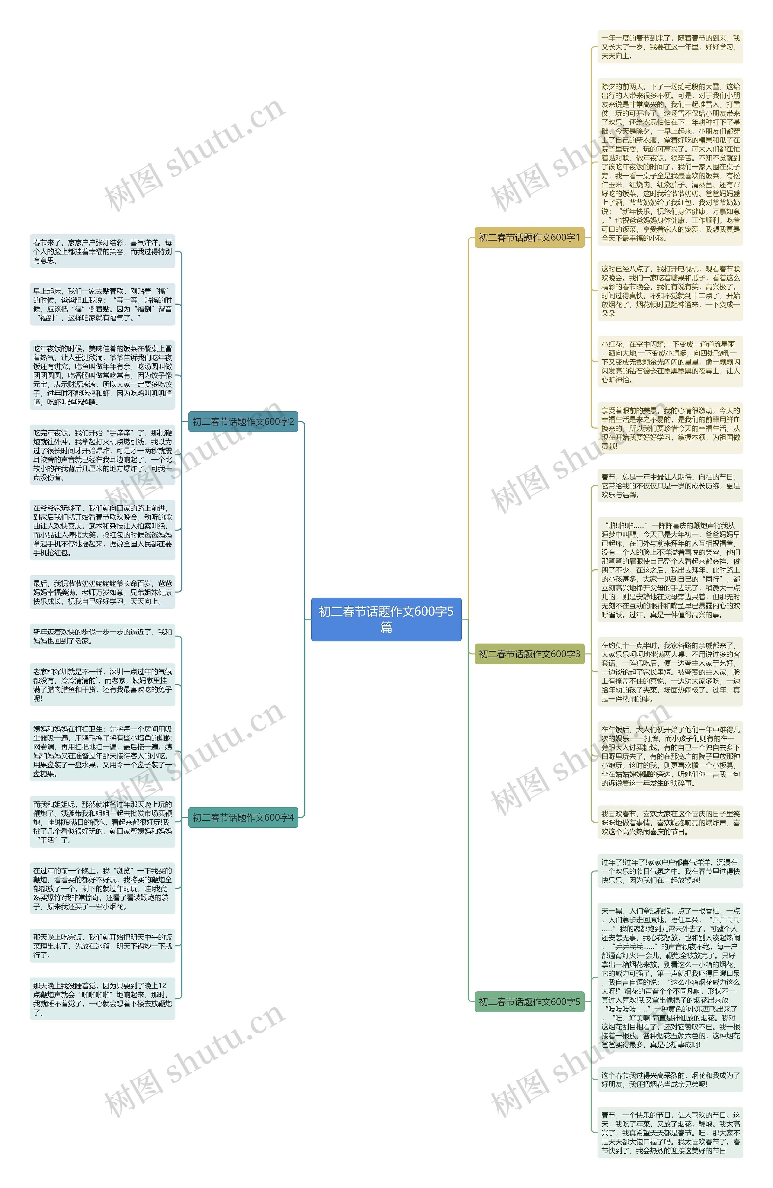 初二春节话题作文600字5篇思维导图