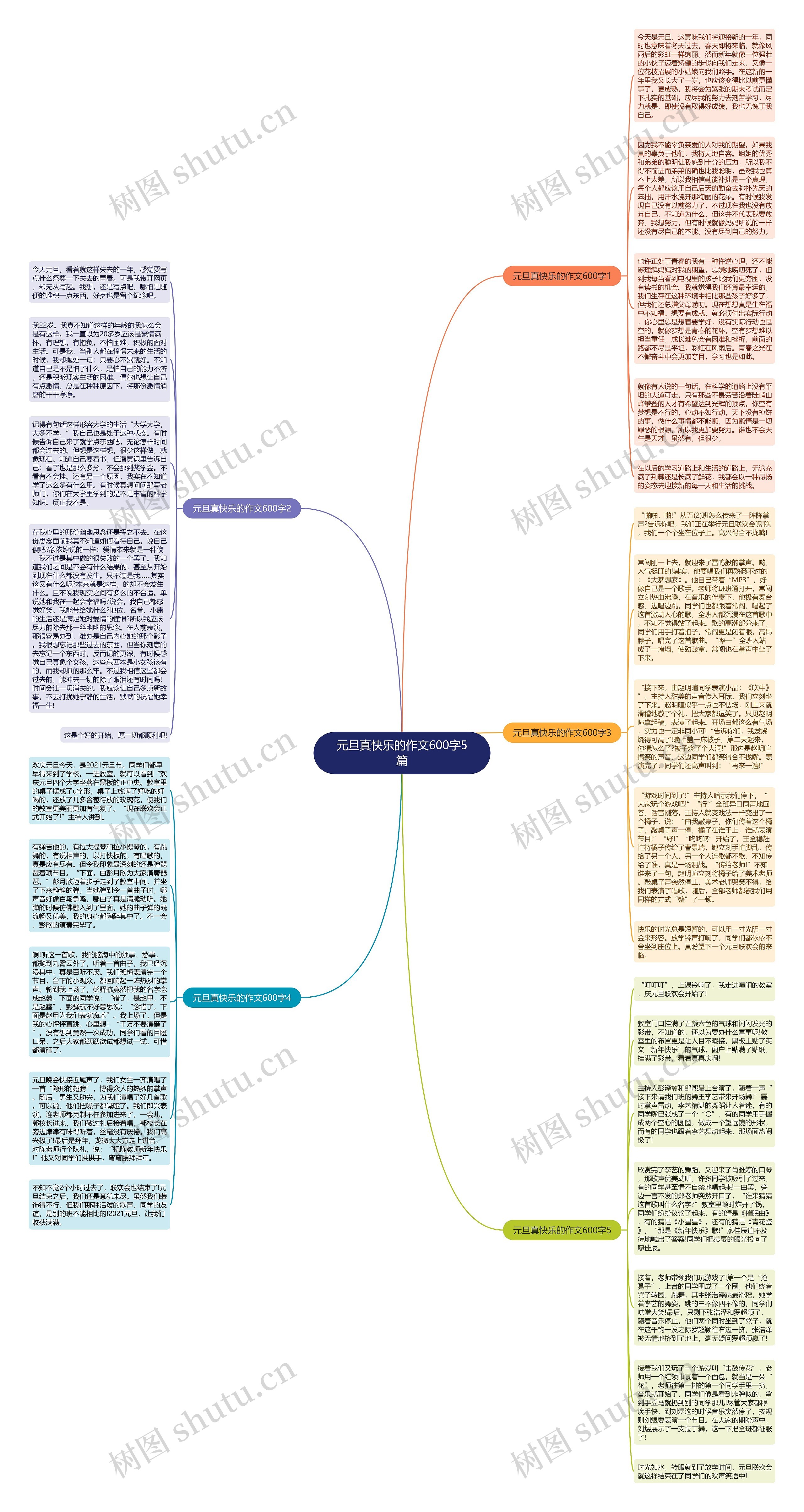 元旦真快乐的作文600字5篇思维导图