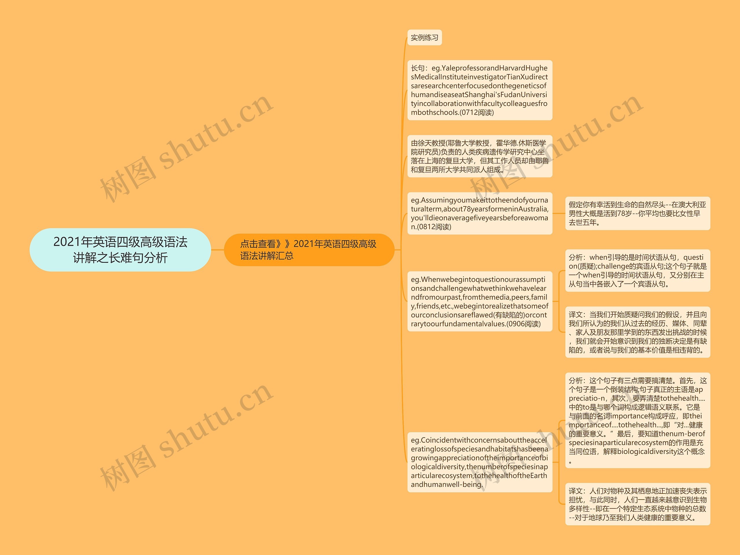 2021年英语四级高级语法讲解之长难句分析思维导图