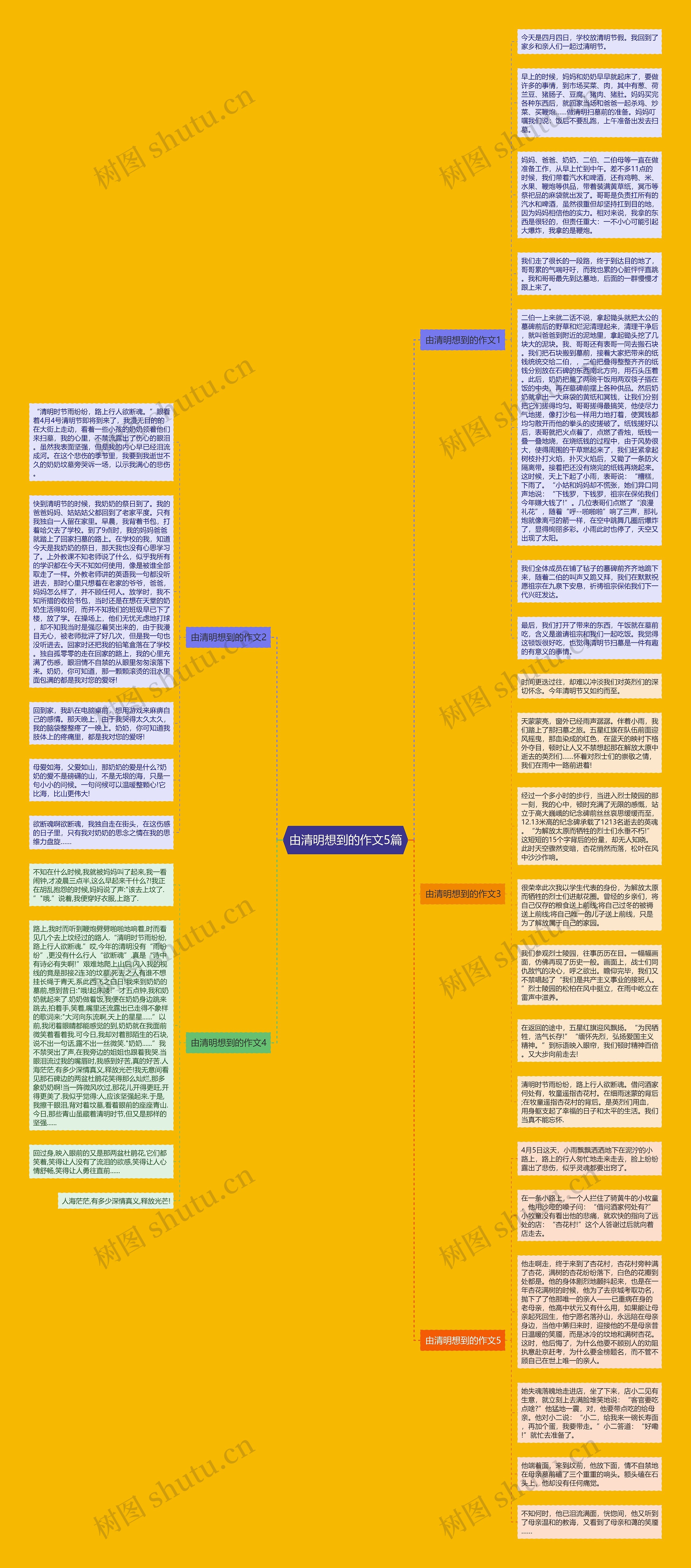 由清明想到的作文5篇思维导图
