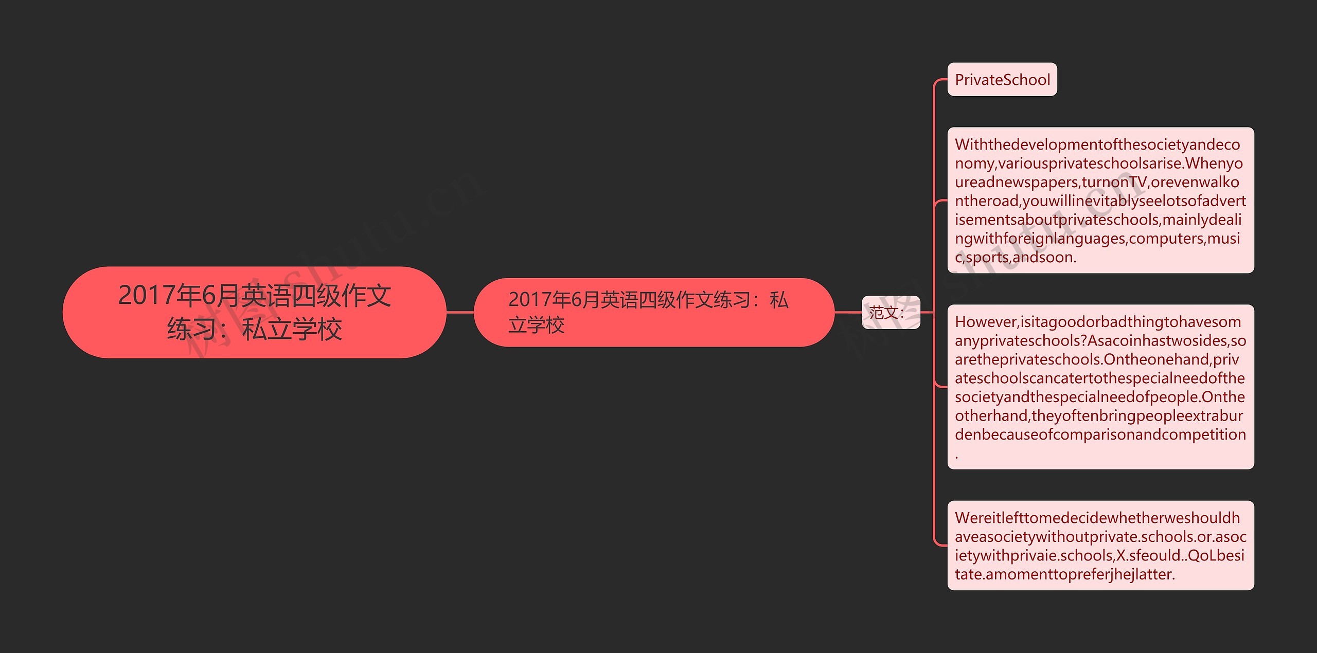 2017年6月英语四级作文练习：私立学校思维导图