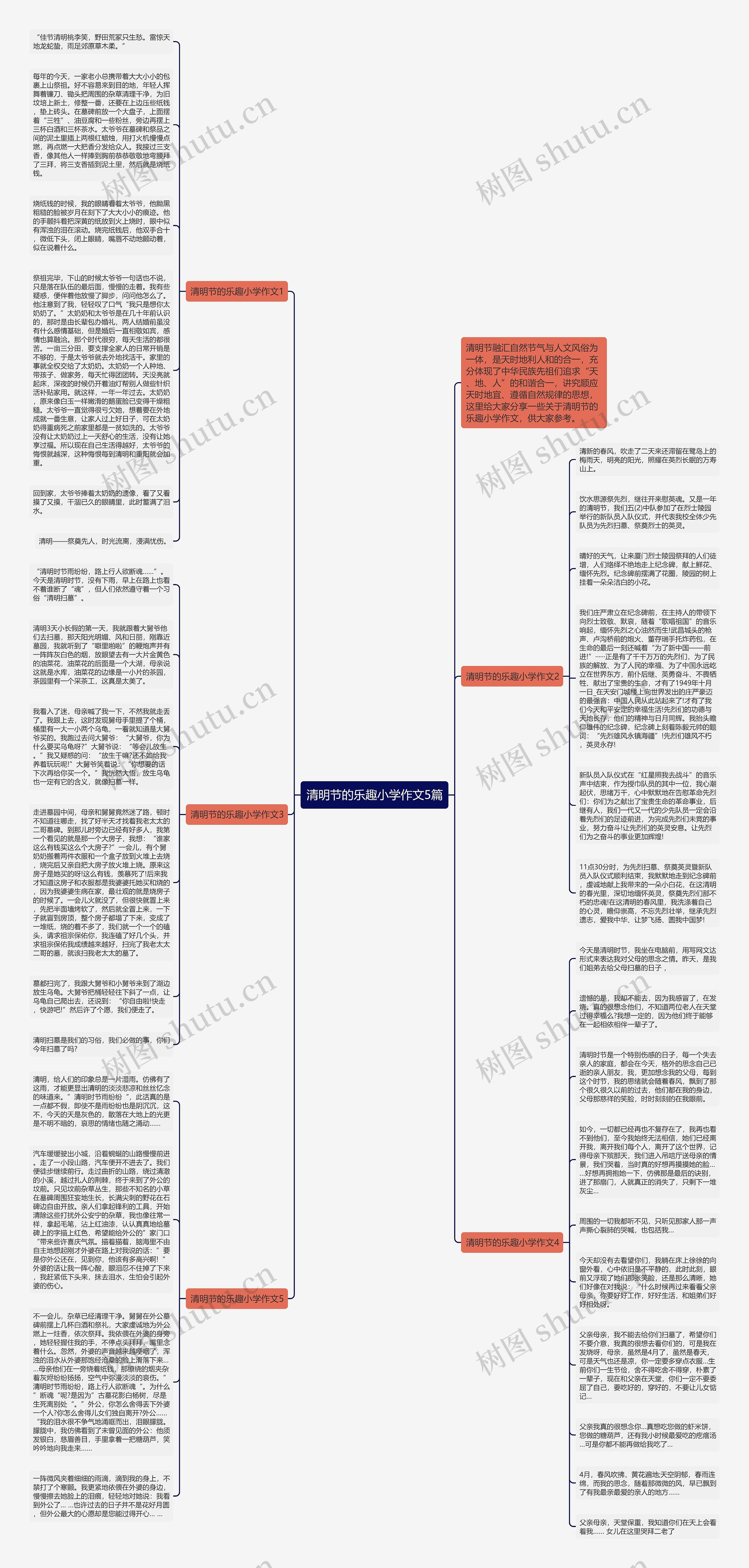 清明节的乐趣小学作文5篇思维导图