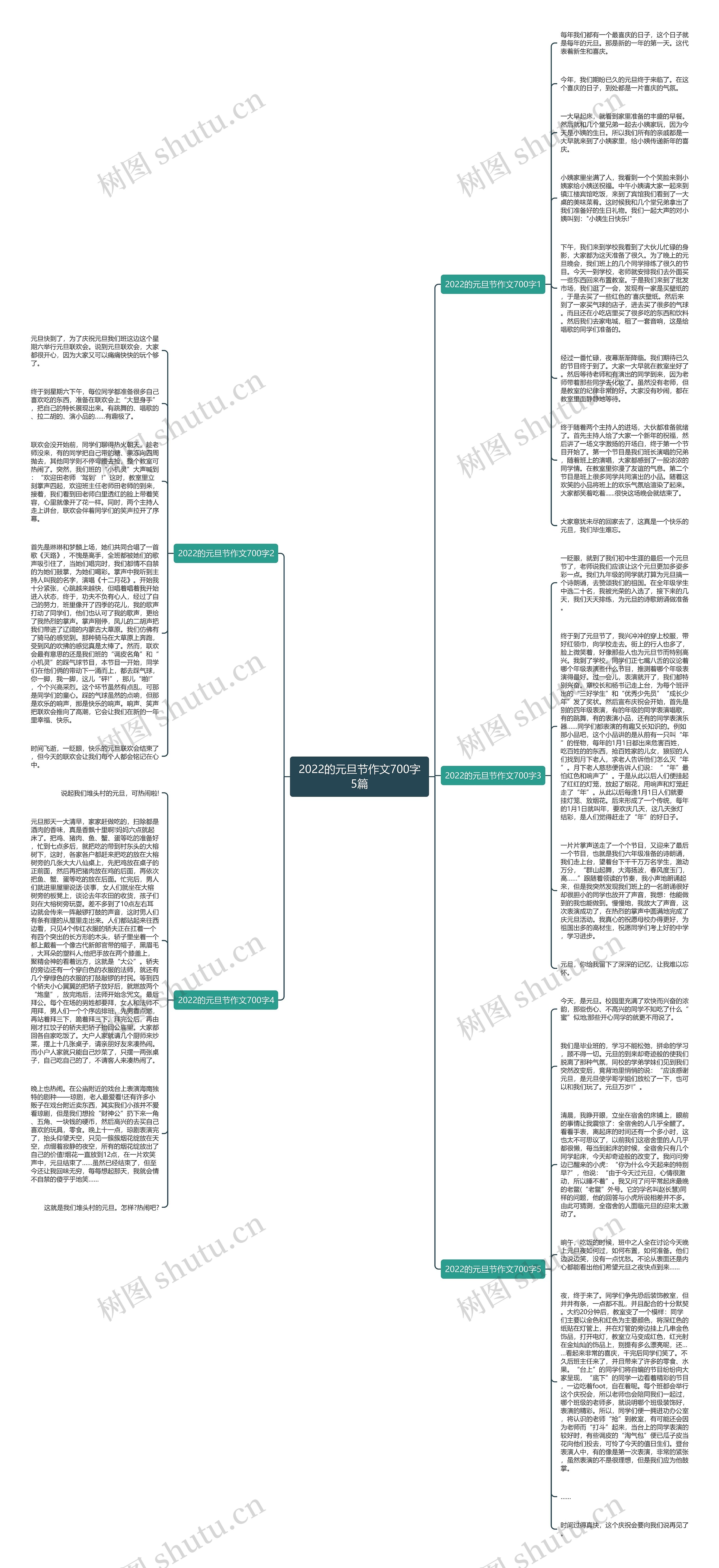 2022的元旦节作文700字5篇思维导图