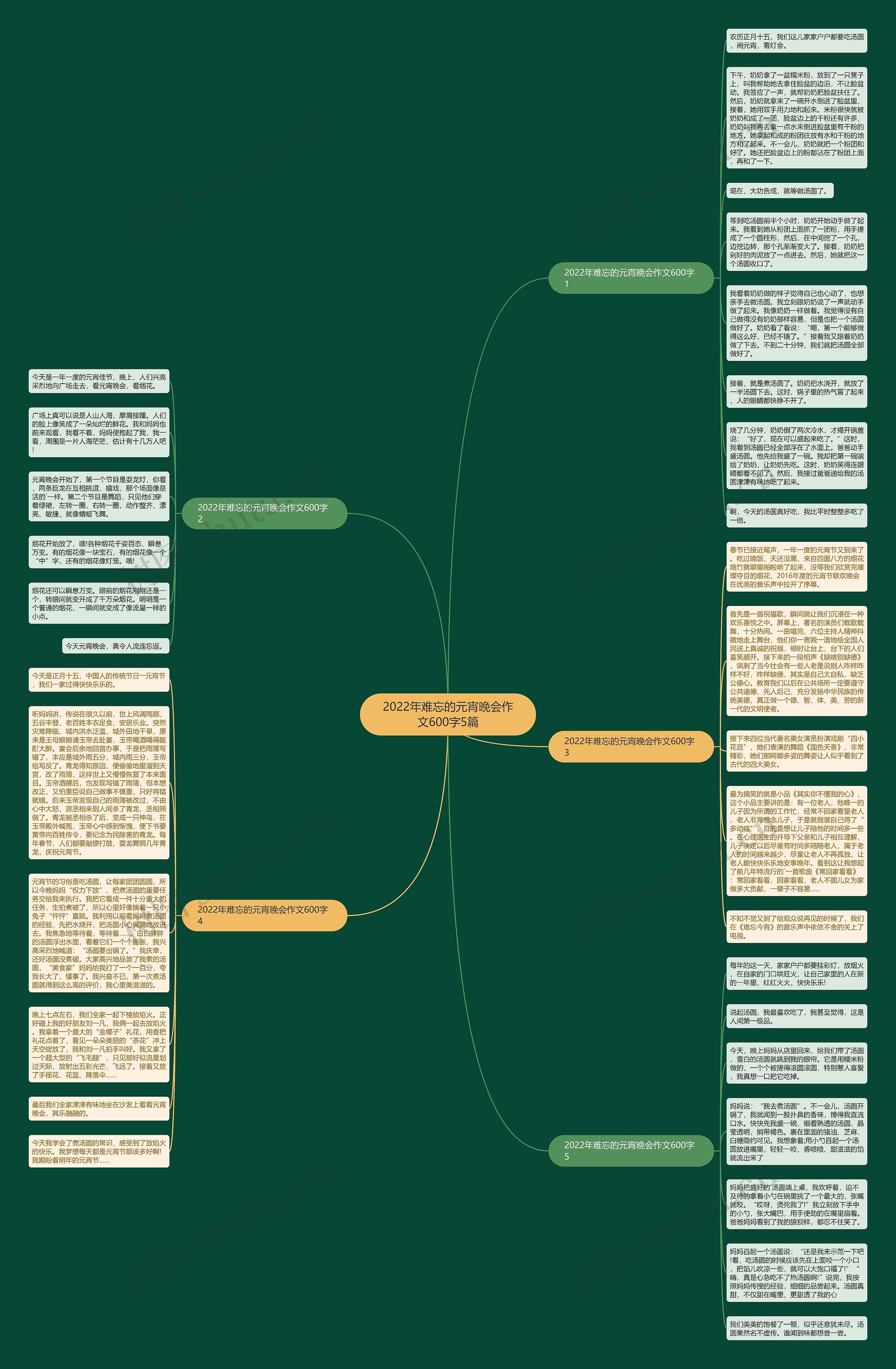 2022年难忘的元宵晚会作文600字5篇思维导图