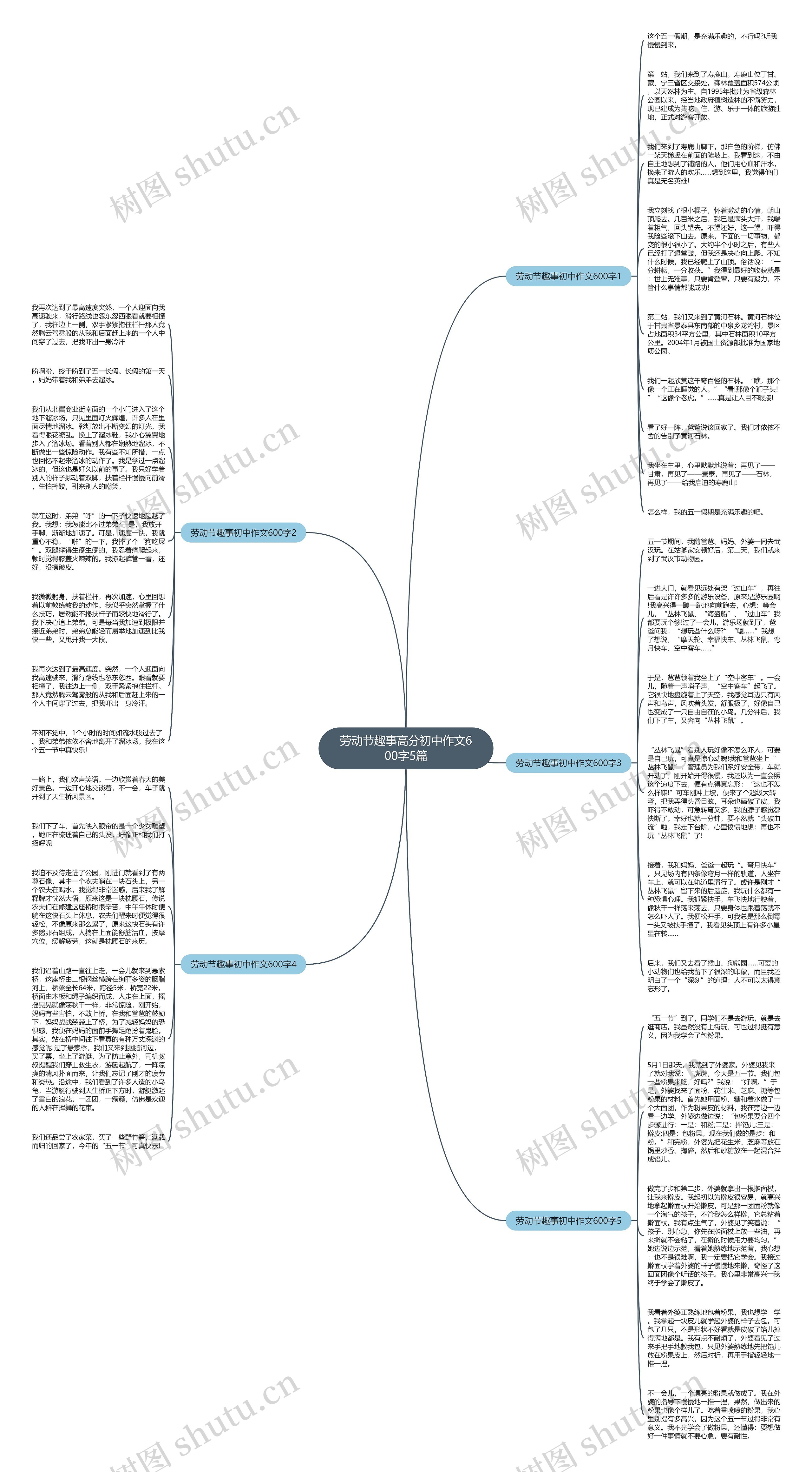 劳动节趣事高分初中作文600字5篇思维导图