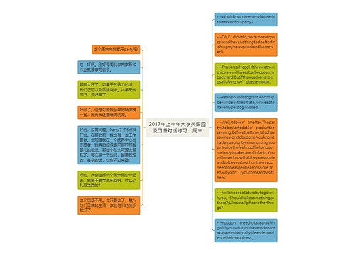 2017年上半年大学英语四级口语对话练习：周末