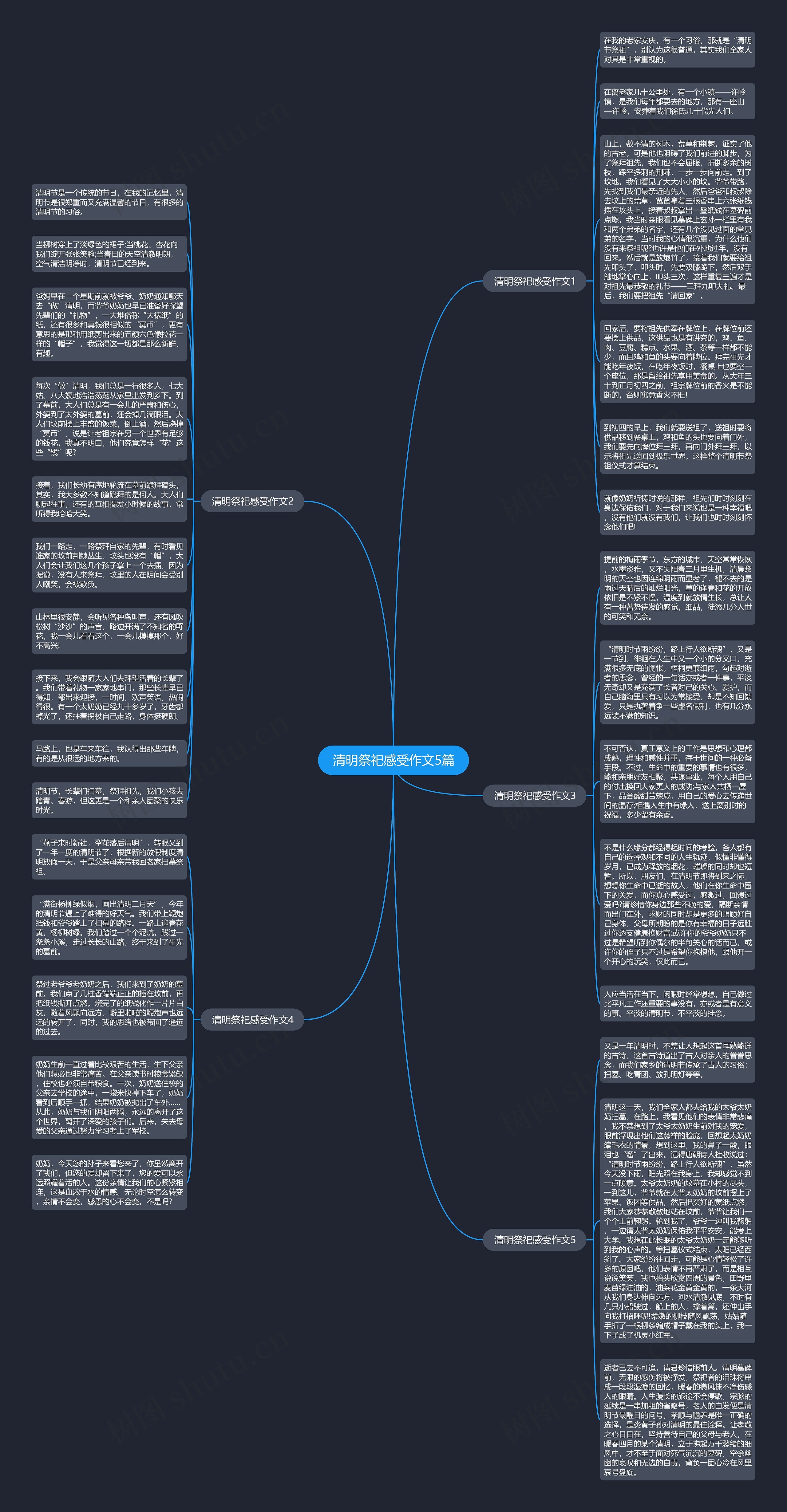 清明祭祀感受作文5篇思维导图