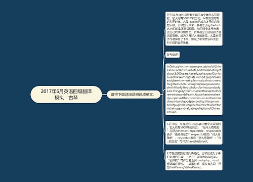 2017年6月英语四级翻译模拟：古琴