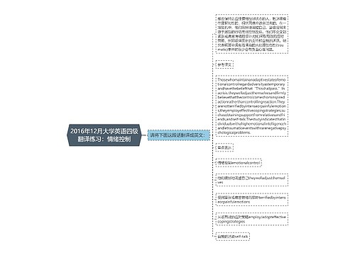 2016年12月大学英语四级翻译练习：情绪控制