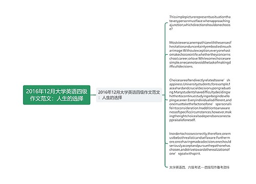 2016年12月大学英语四级作文范文：人生的选择