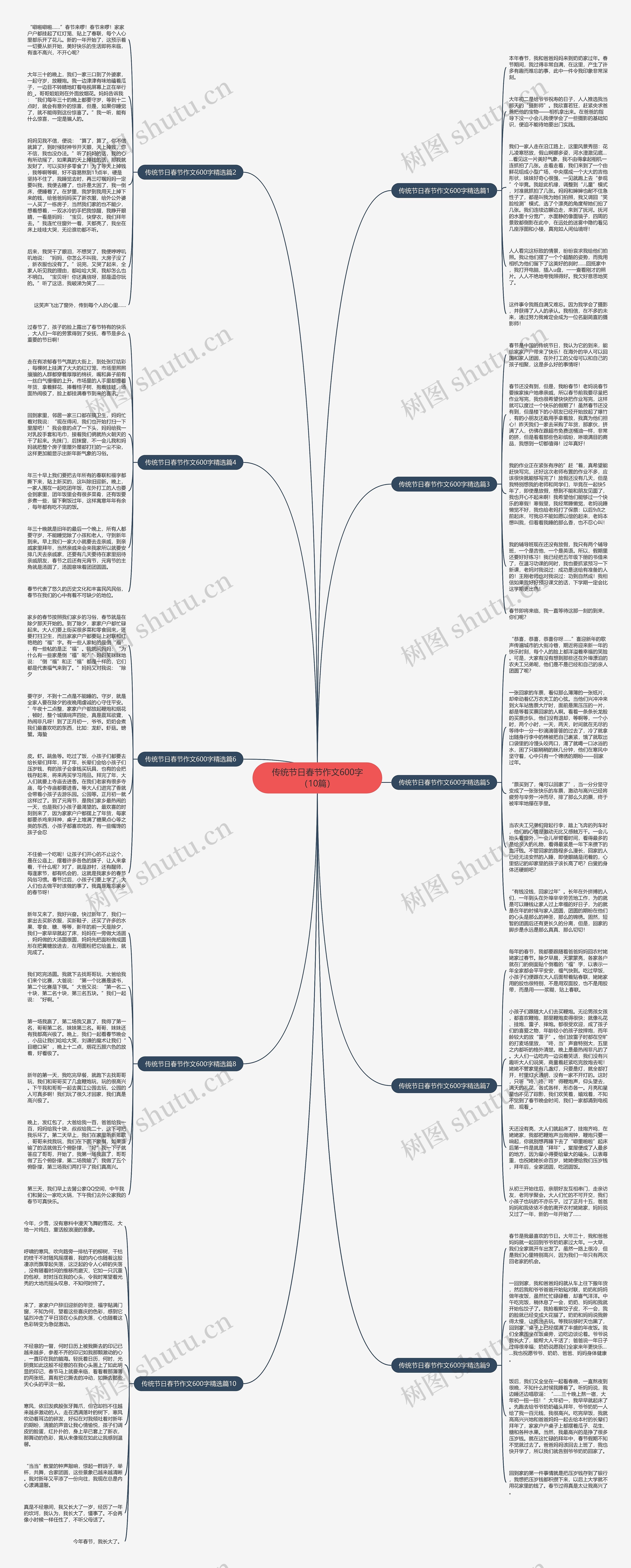 传统节日春节作文600字（10篇）思维导图