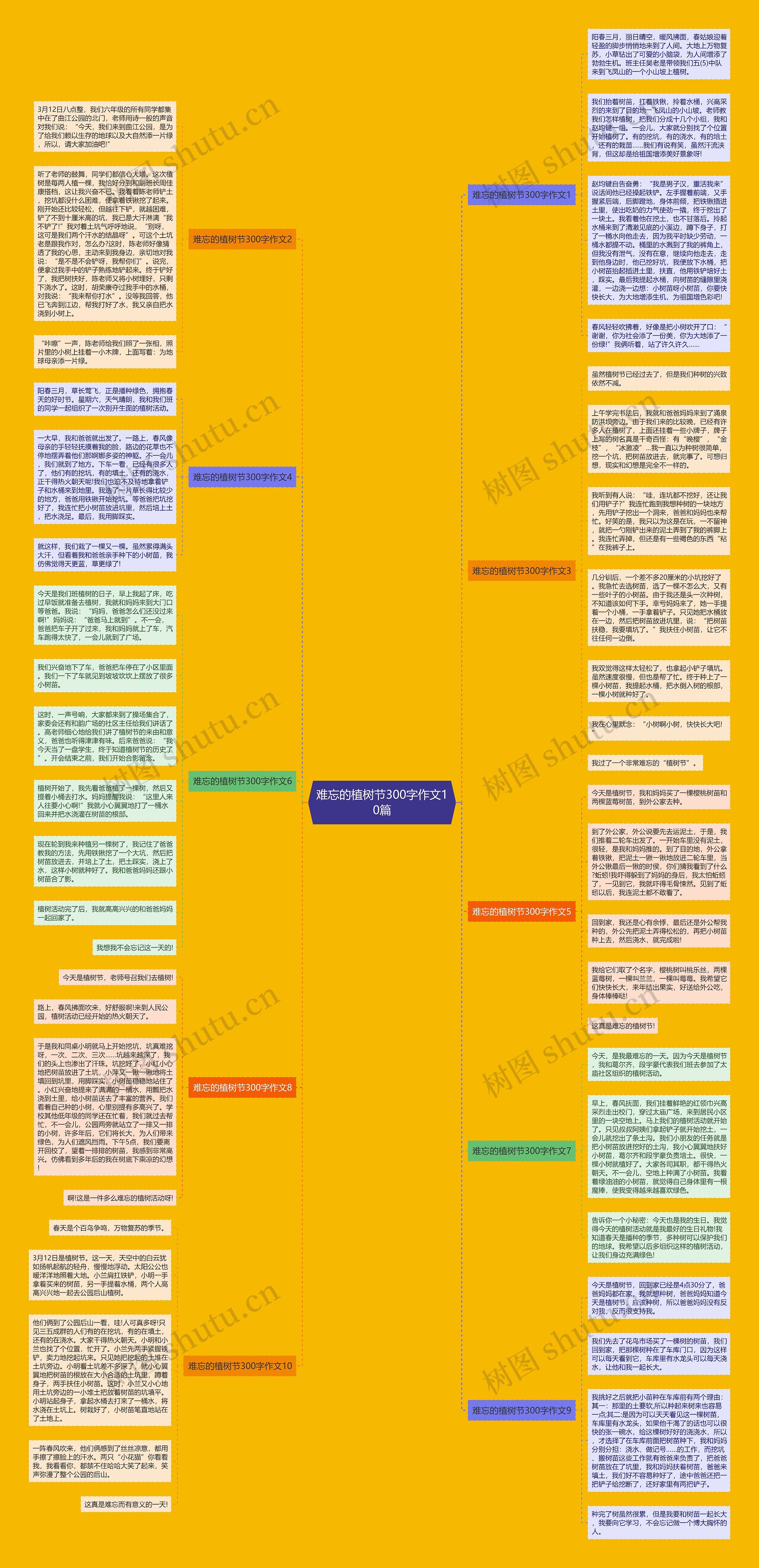 难忘的植树节300字作文10篇思维导图