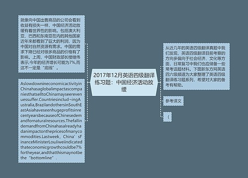 2017年12月英语四级翻译练习题：中国经济活动放缓