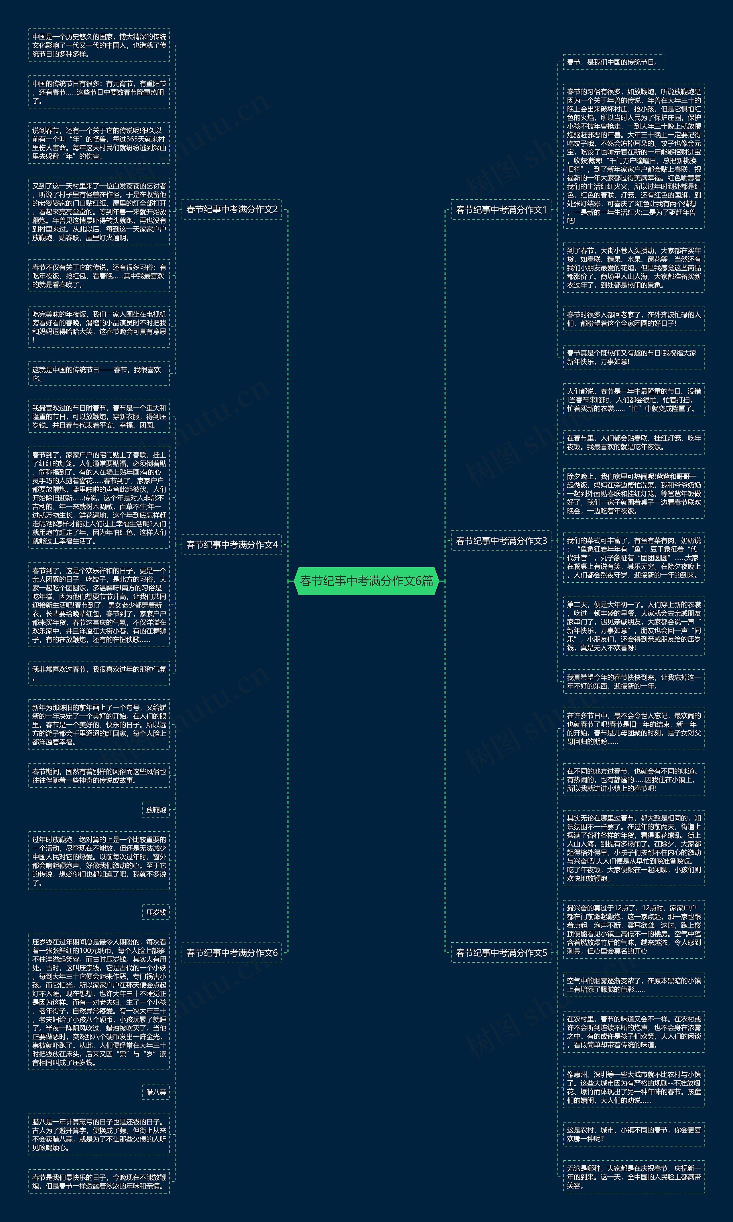 春节纪事中考满分作文6篇思维导图