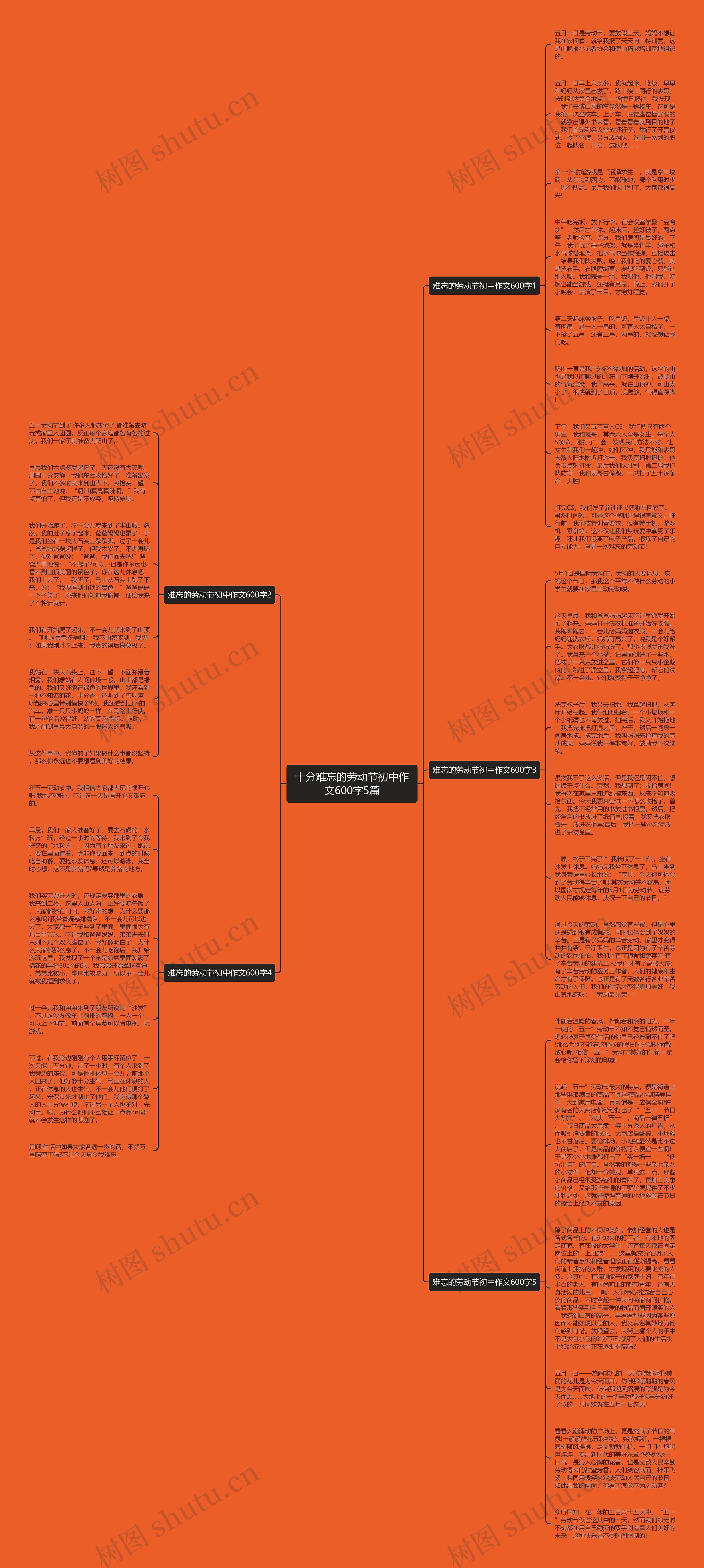 十分难忘的劳动节初中作文600字5篇思维导图