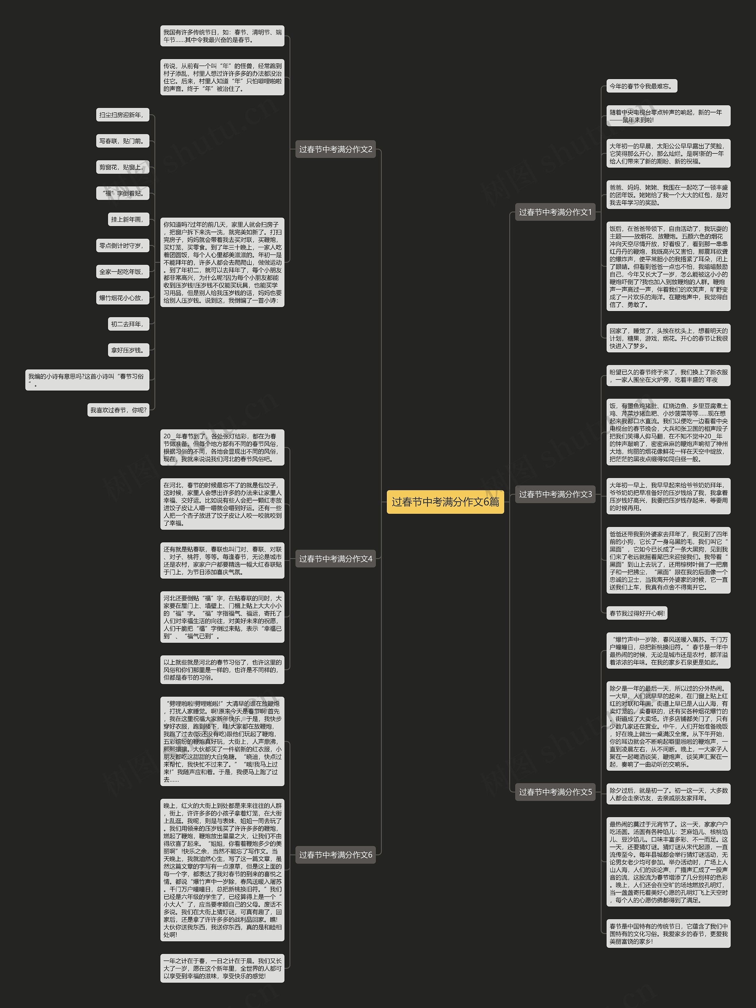 过春节中考满分作文6篇思维导图