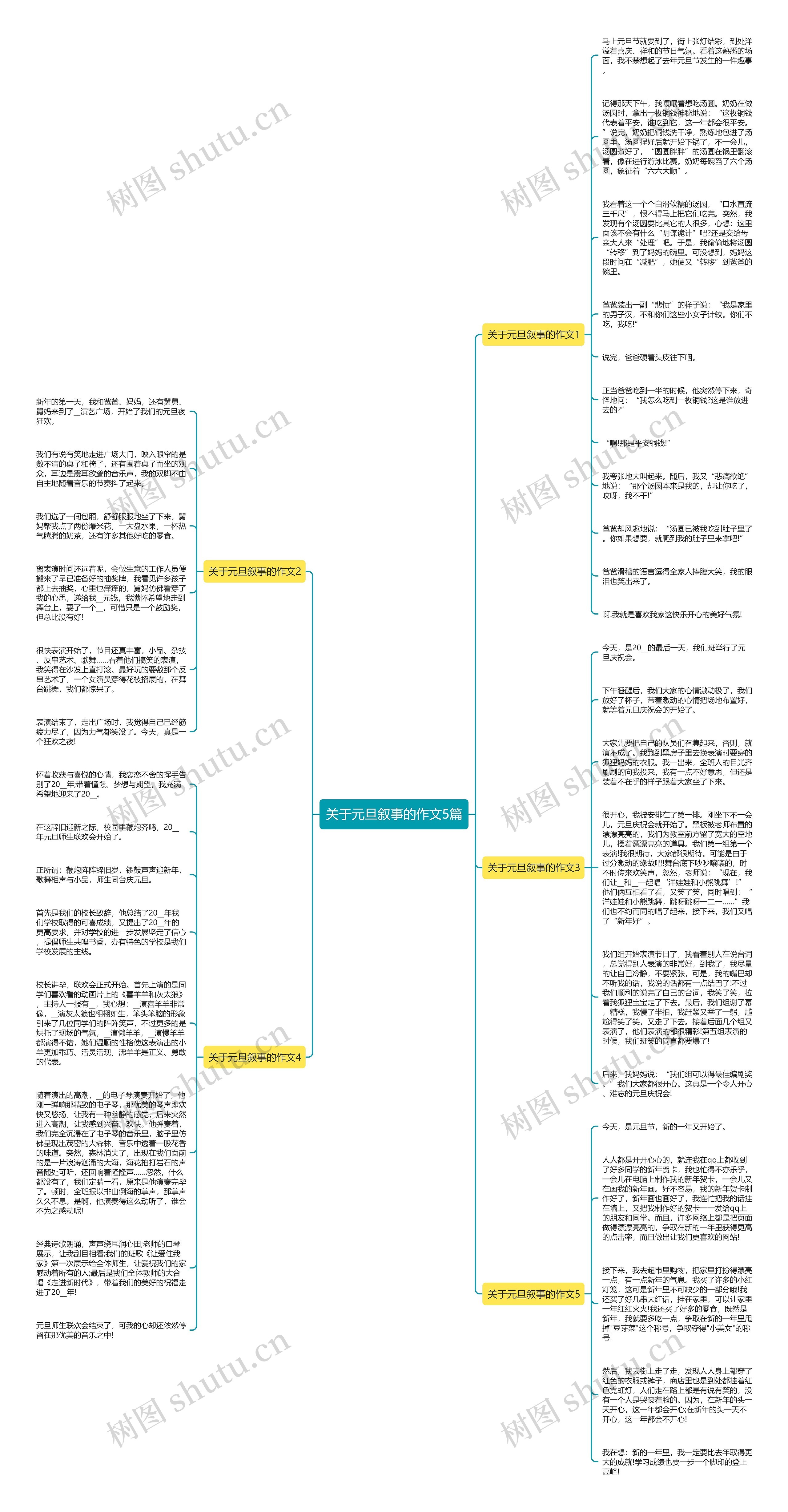 关于元旦叙事的作文5篇思维导图
