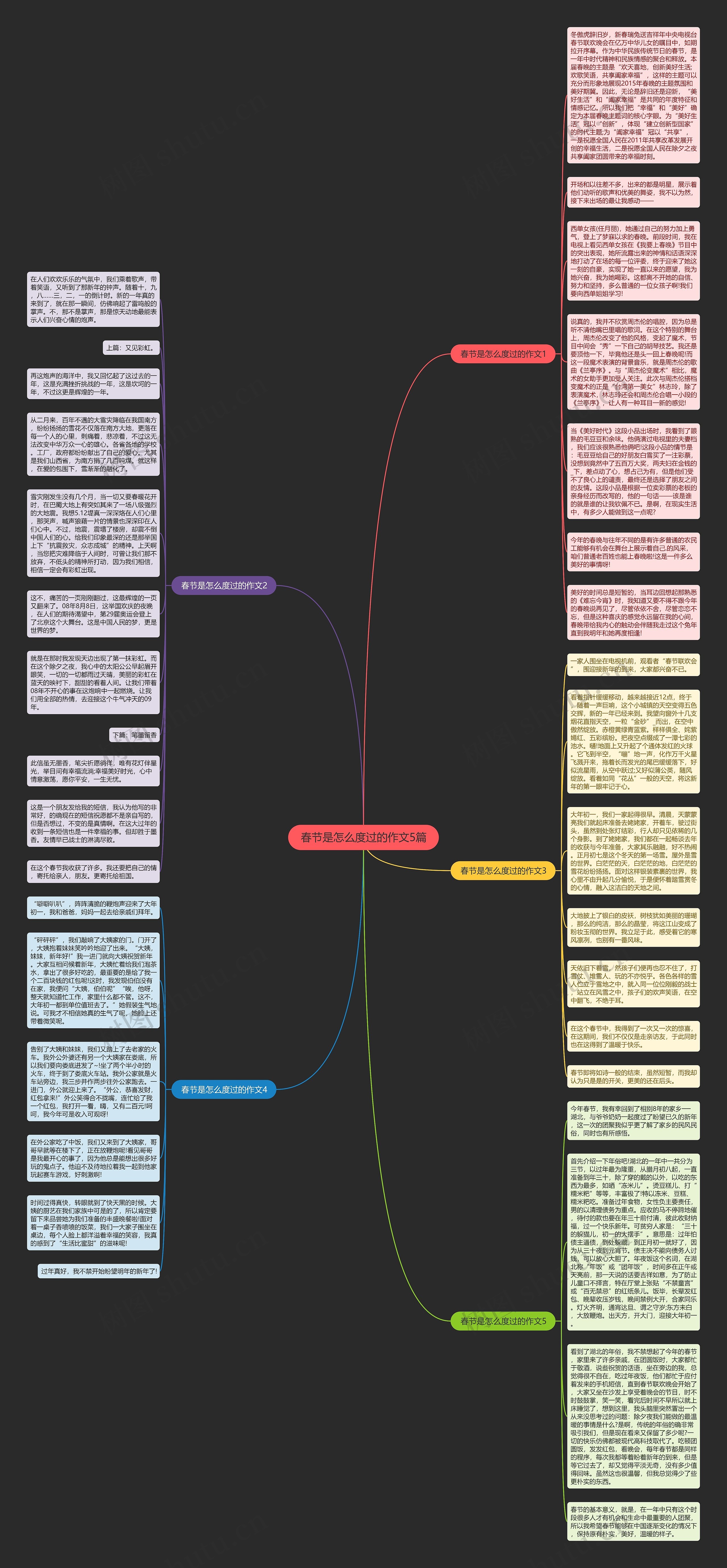 春节是怎么度过的作文5篇思维导图