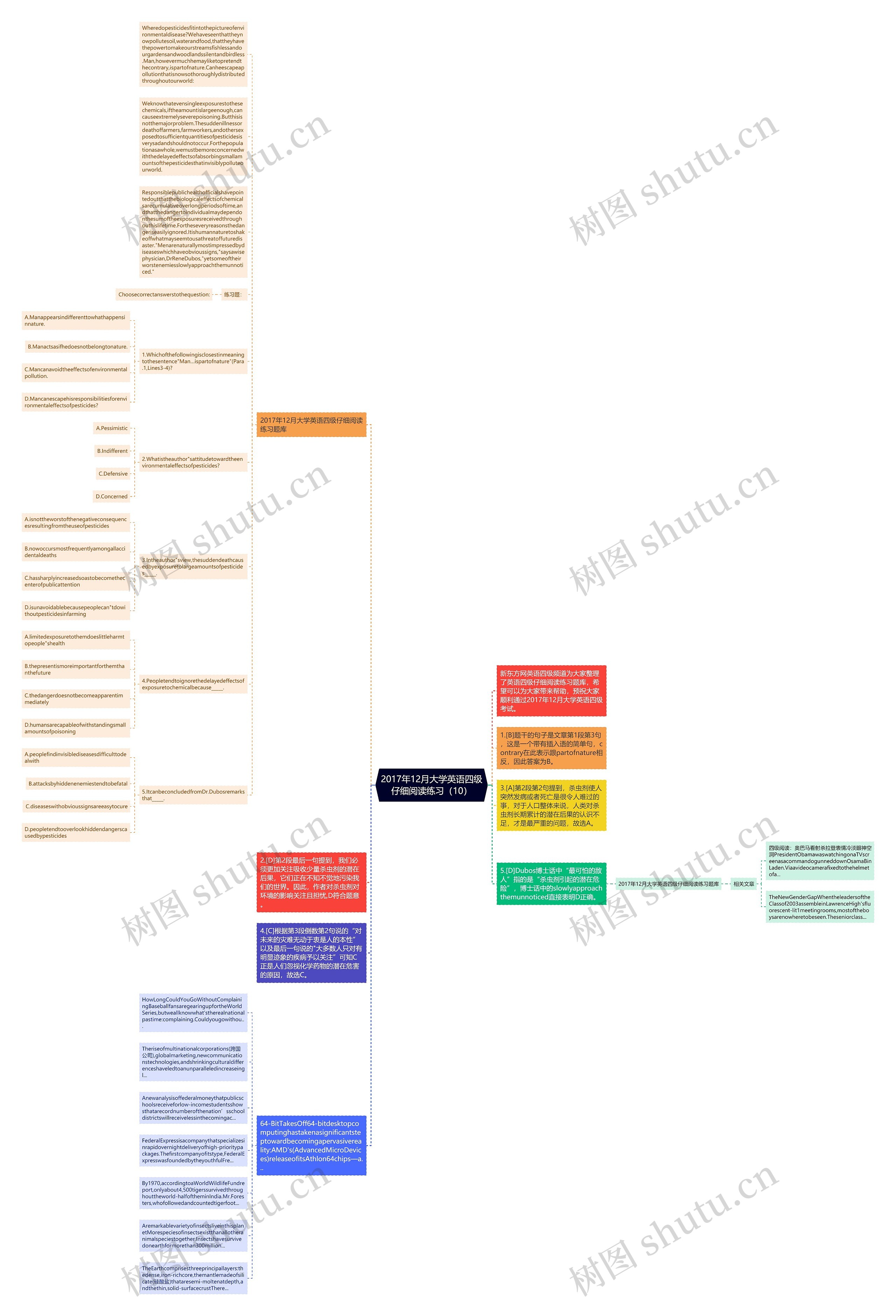 2017年12月大学英语四级仔细阅读练习（10）思维导图