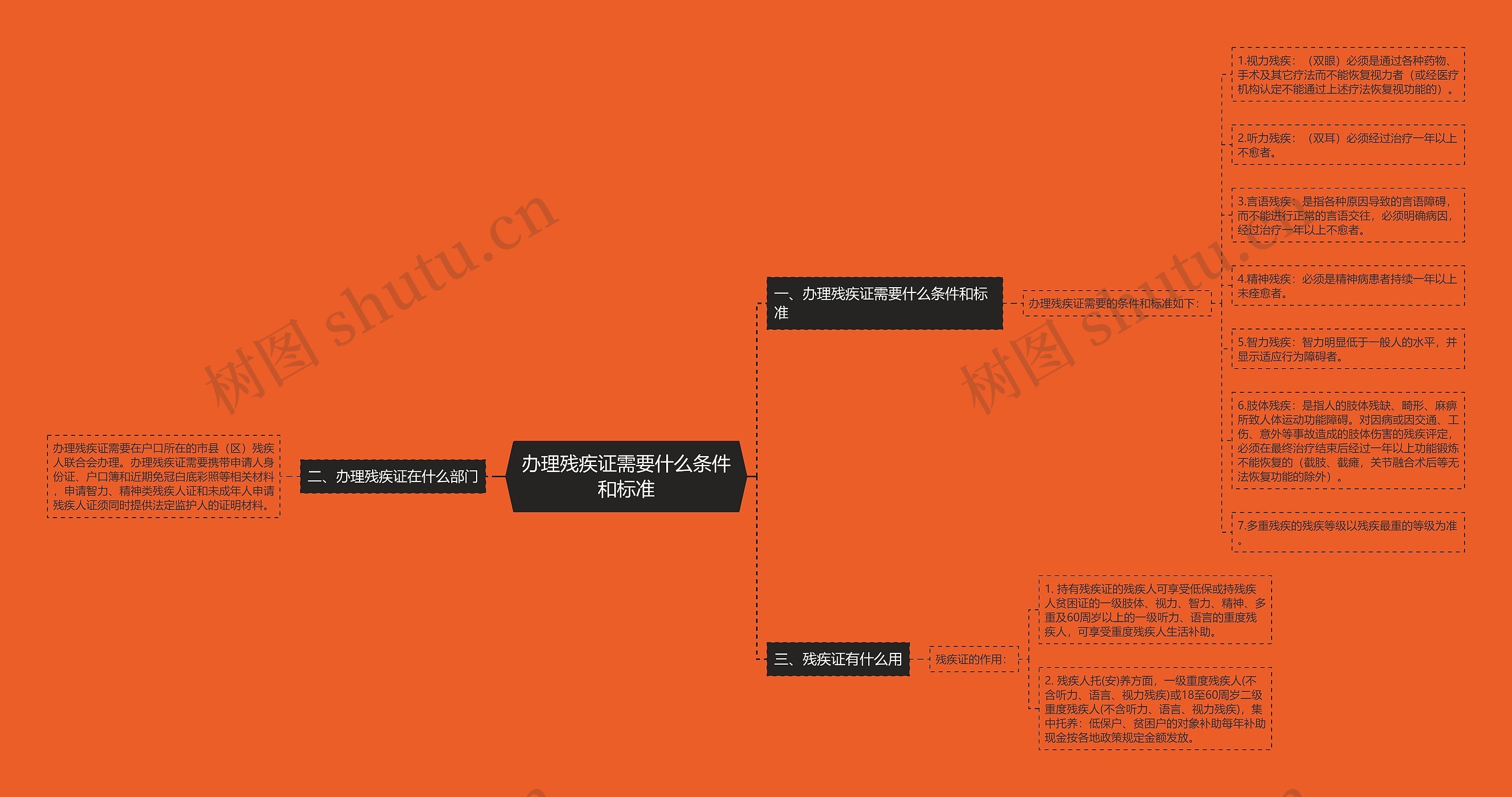 办理残疾证需要什么条件和标准思维导图