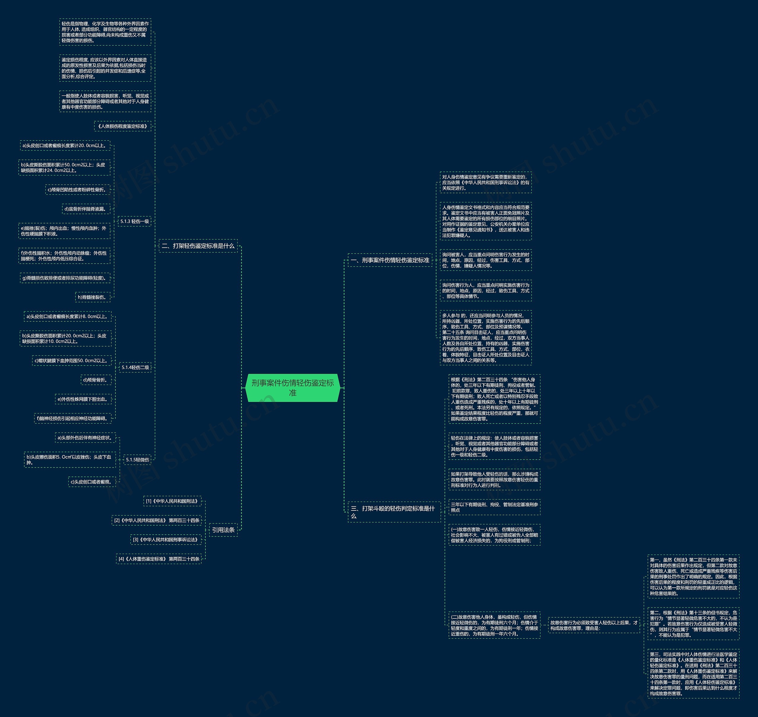 刑事案件伤情轻伤鉴定标准思维导图