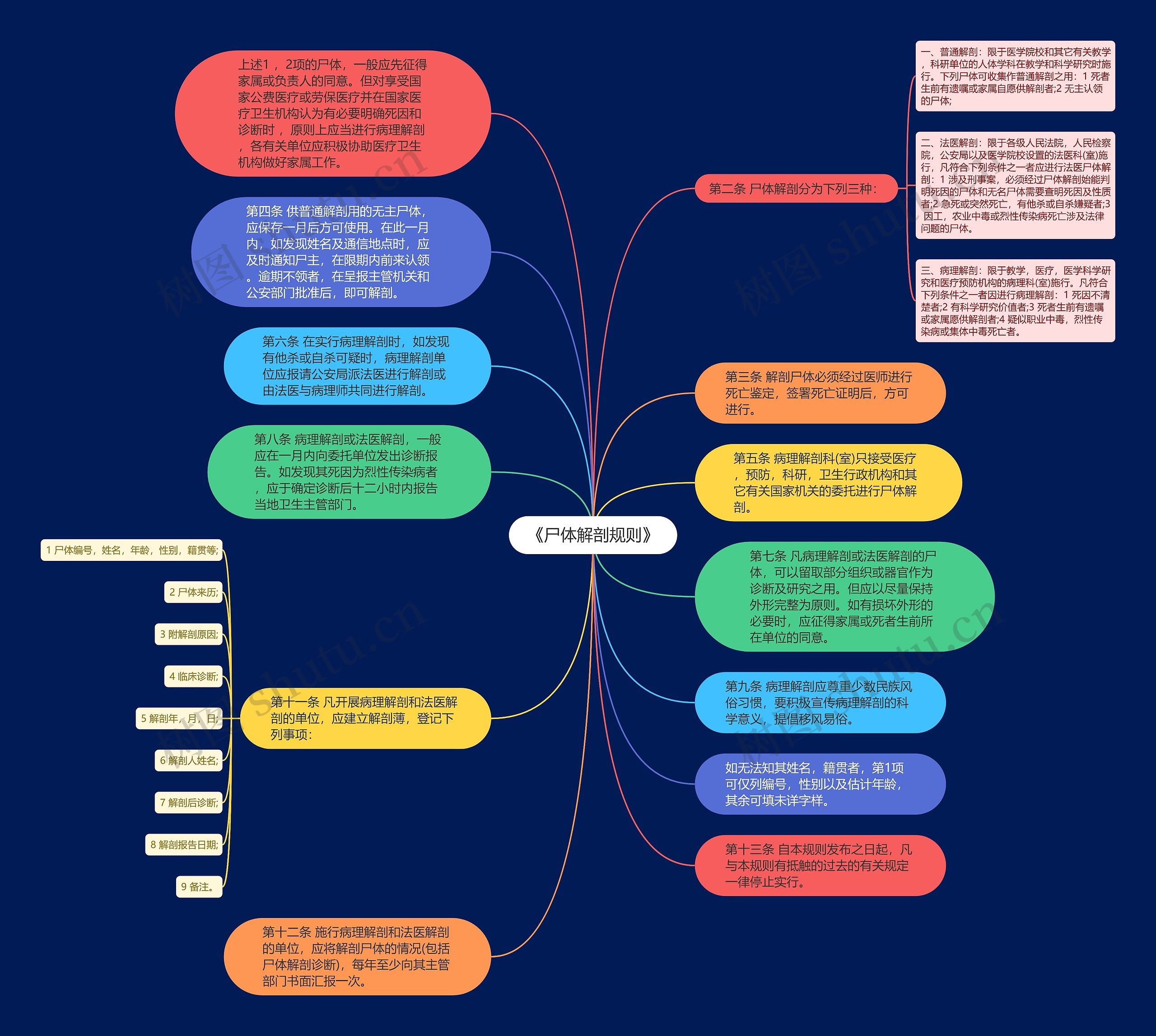《尸体解剖规则》思维导图