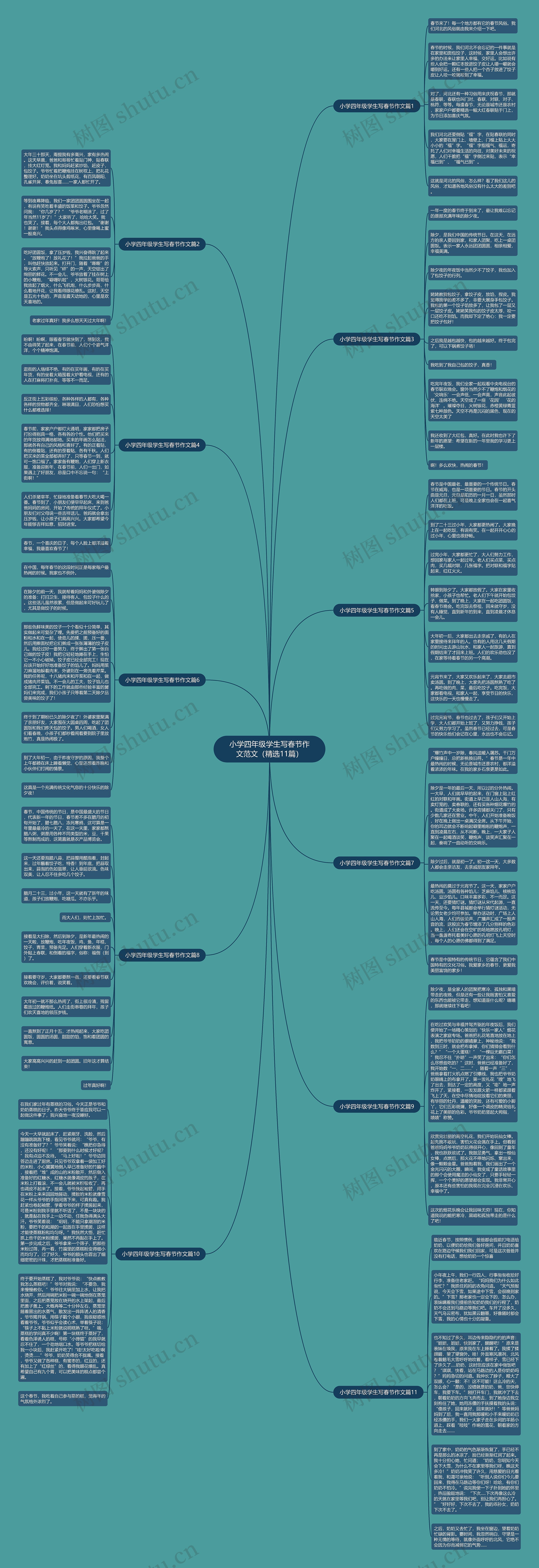 小学四年级学生写春节作文范文（精选11篇）思维导图
