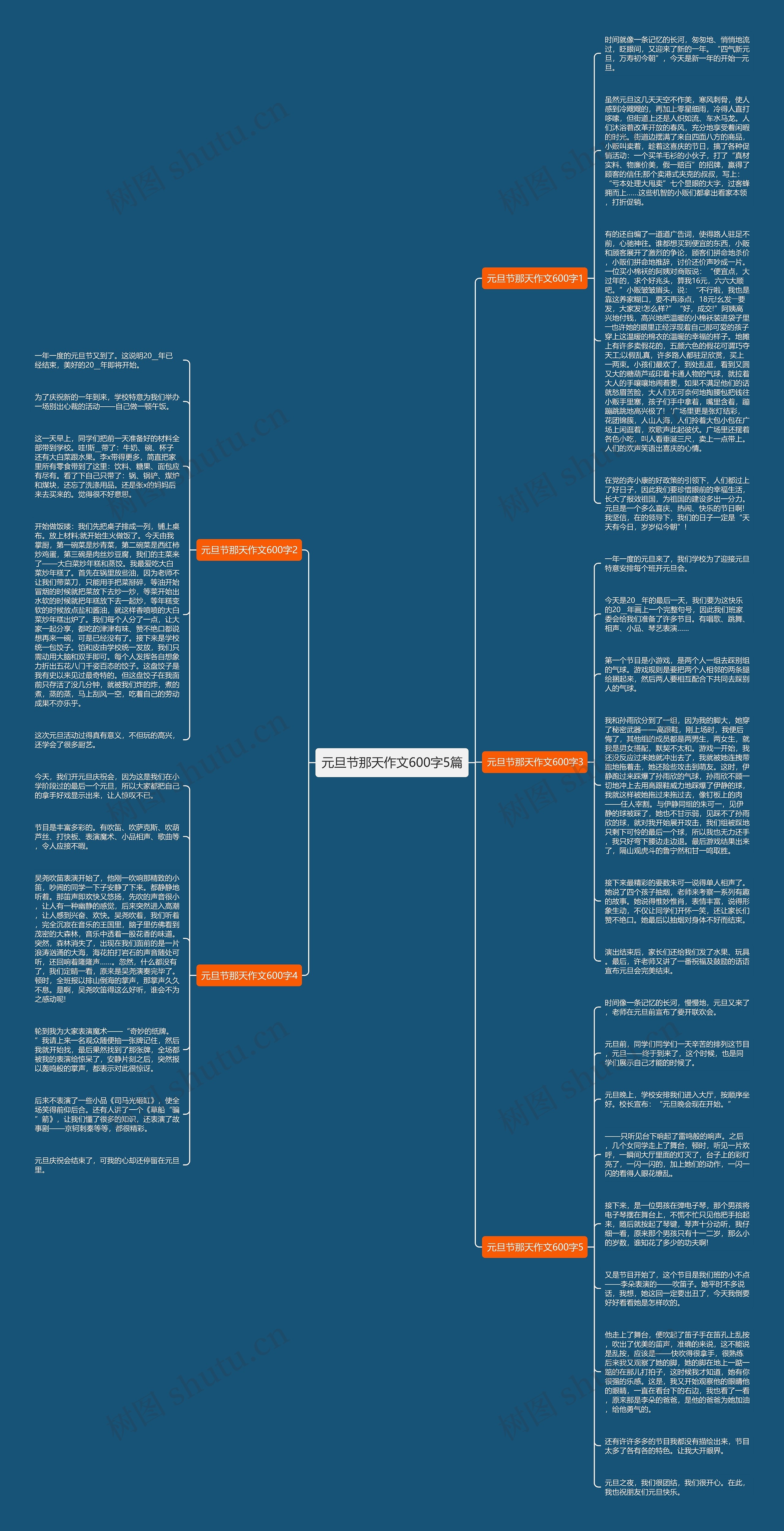 元旦节那天作文600字5篇思维导图