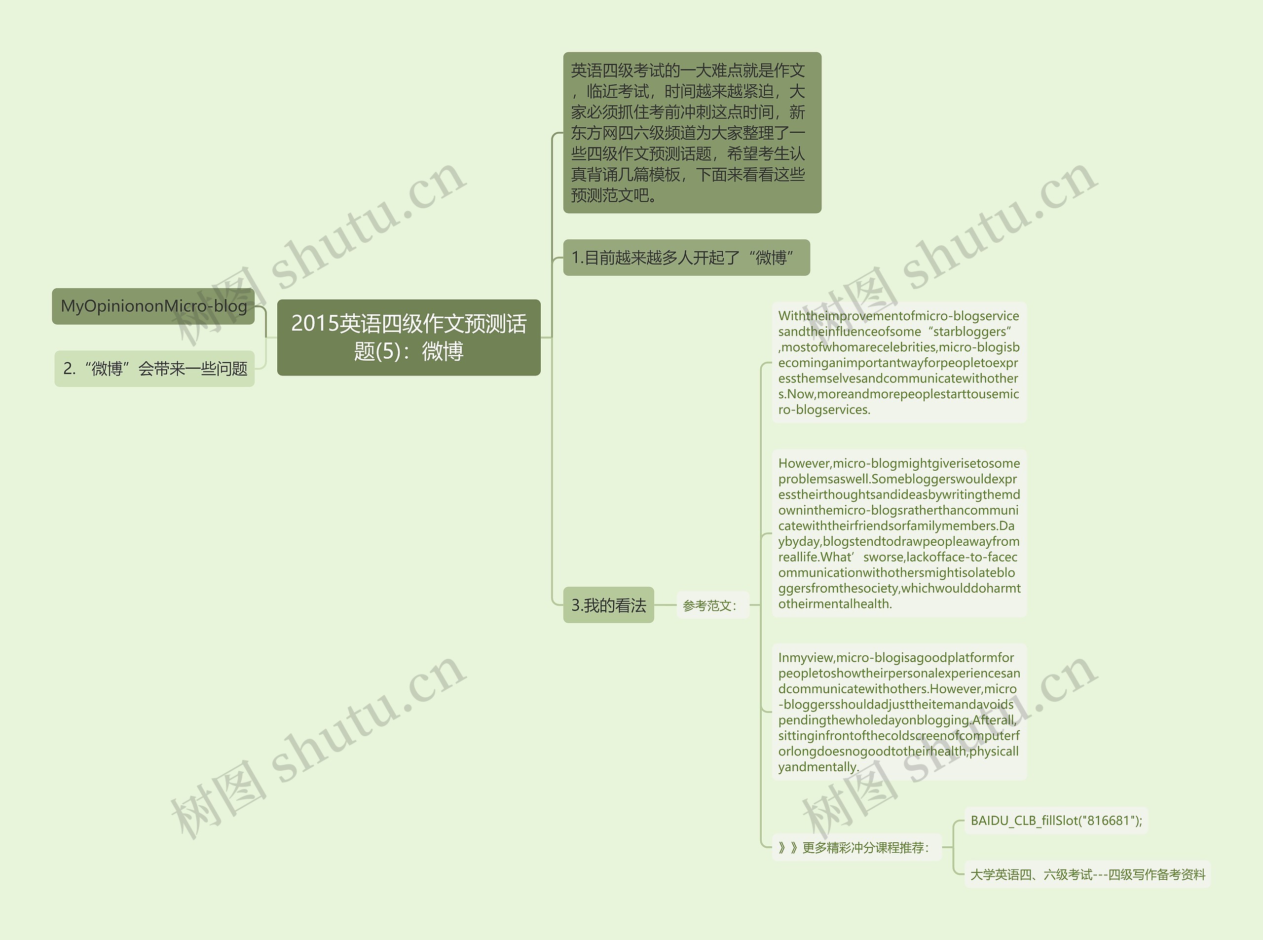 2015英语四级作文预测话题(5)：微博思维导图