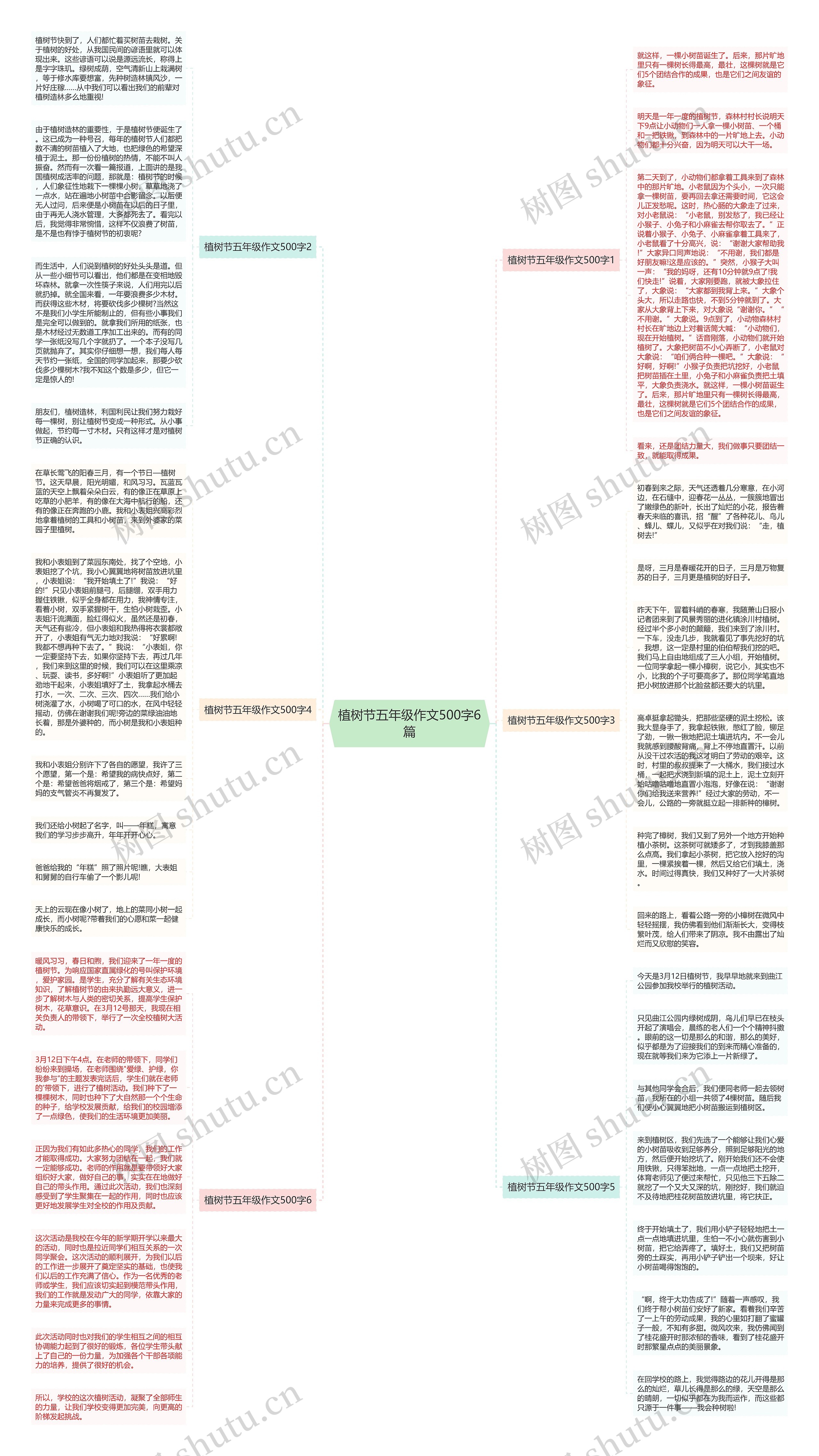 植树节五年级作文500字6篇思维导图