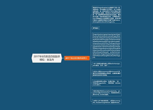 2017年6月英语四级翻译模拟：赛龙舟