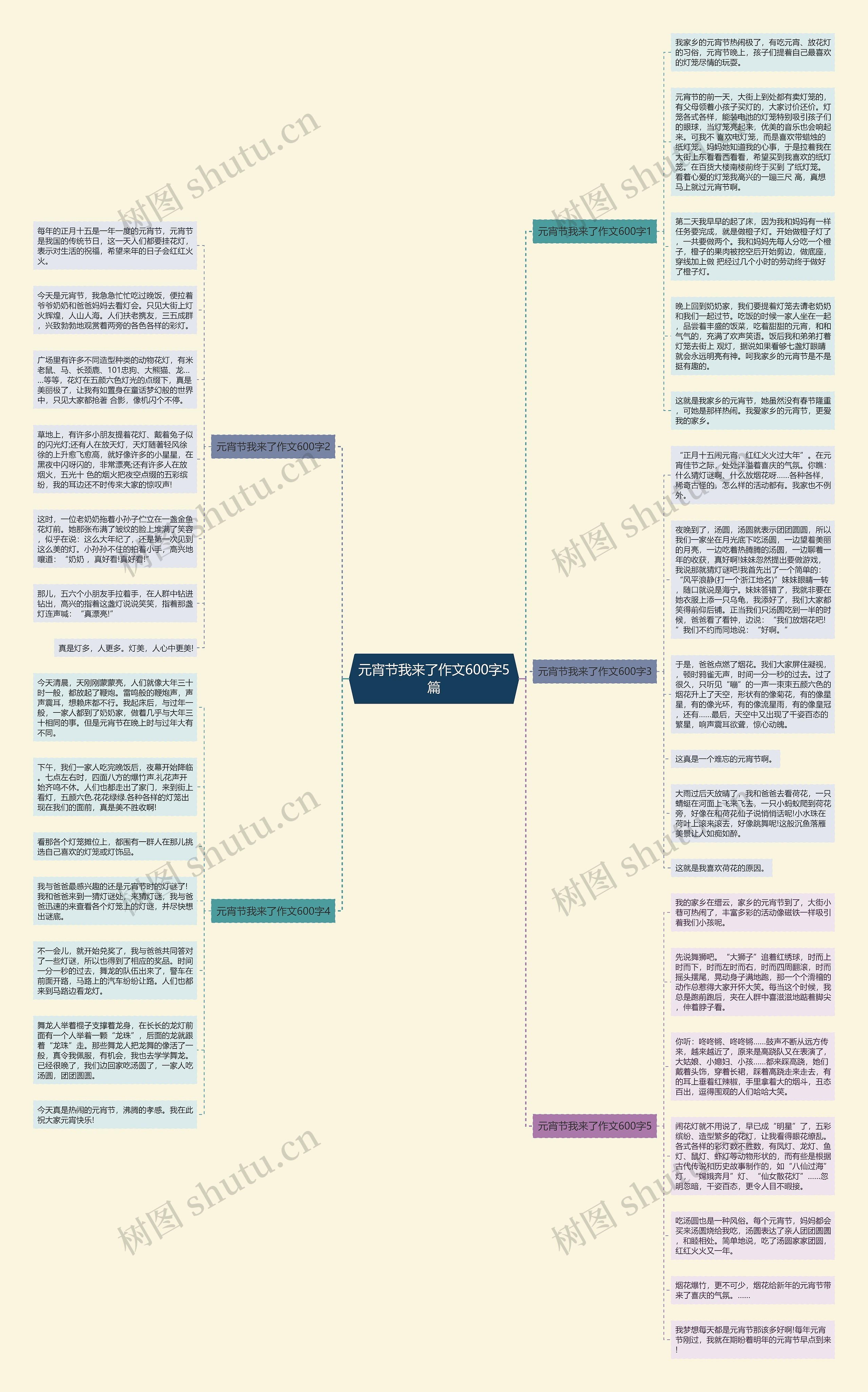 元宵节我来了作文600字5篇思维导图
