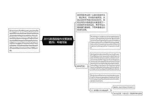 2015英语四级作文预测话题(9)：环境污染