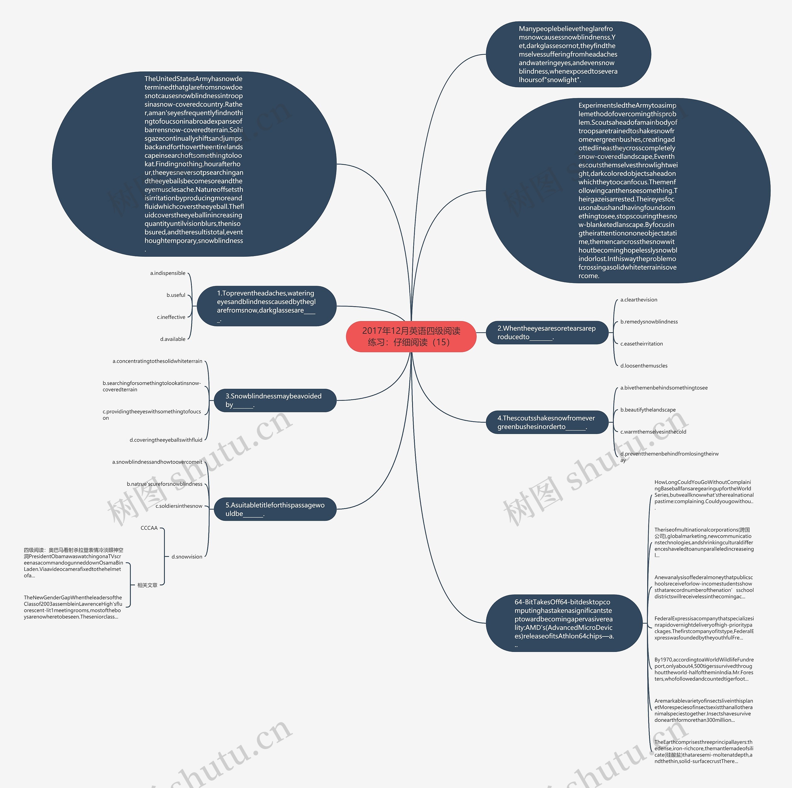 2017年12月英语四级阅读练习：仔细阅读（15）思维导图