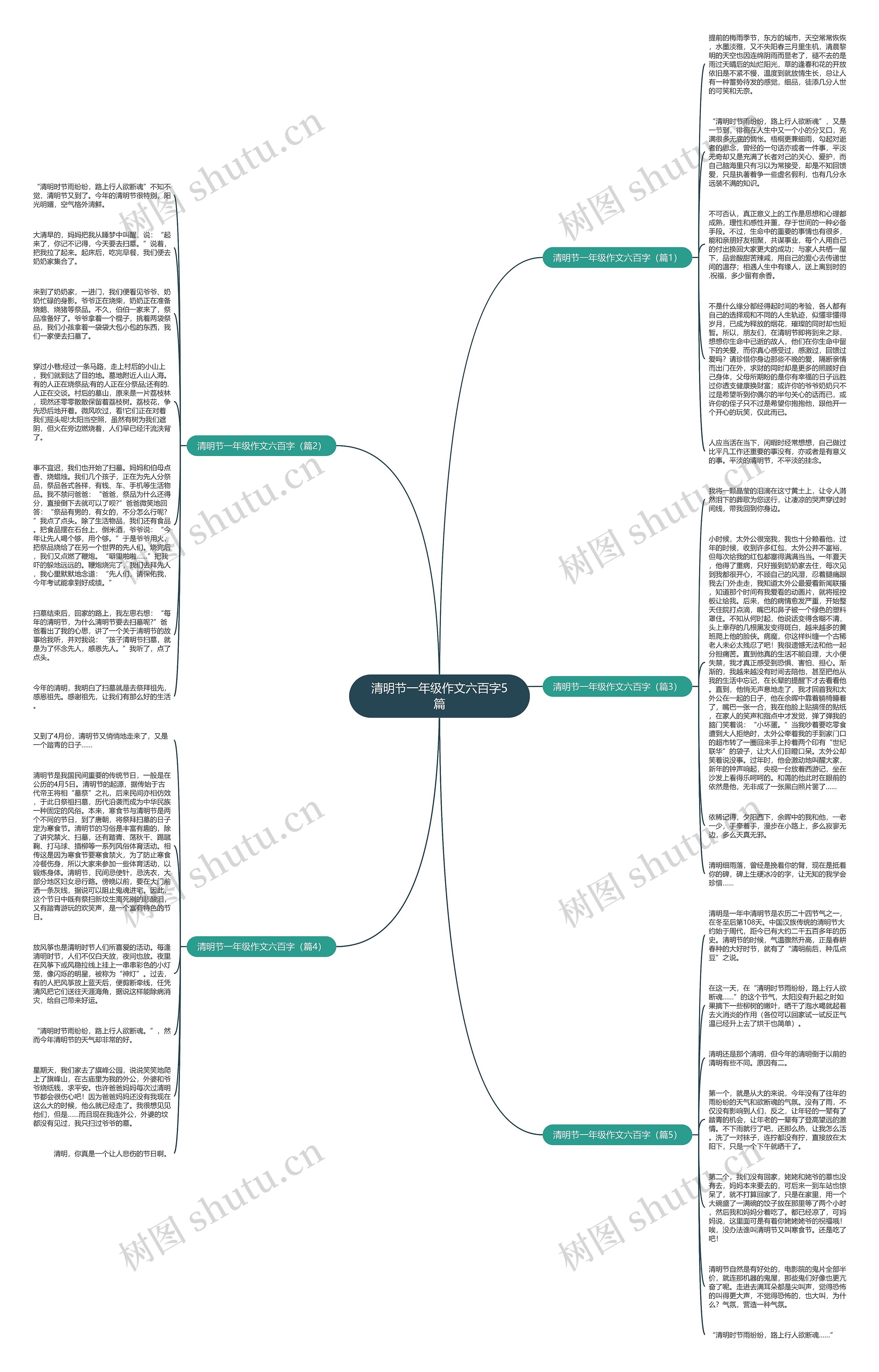 清明节一年级作文六百字5篇思维导图