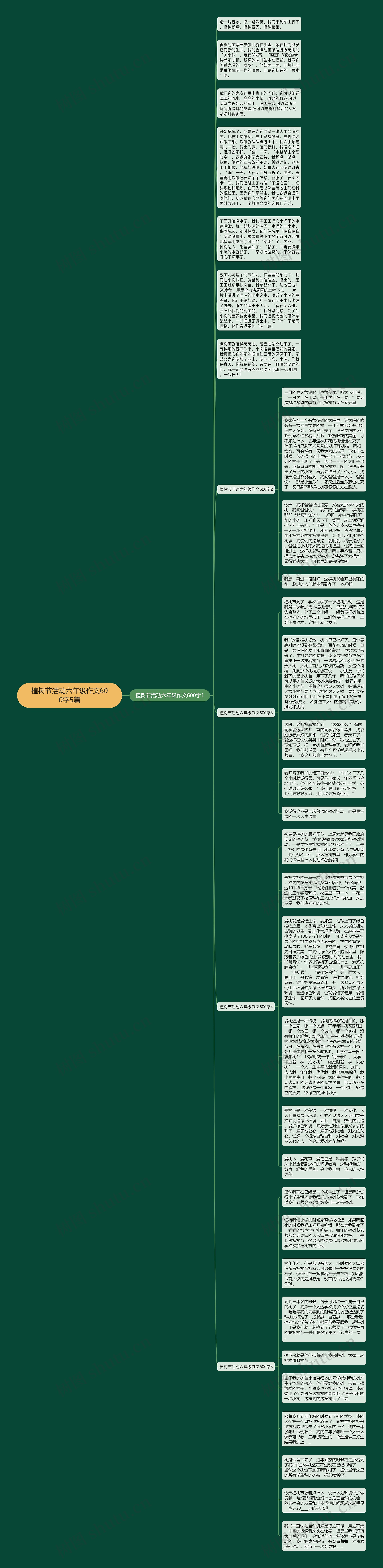 植树节活动六年级作文600字5篇思维导图