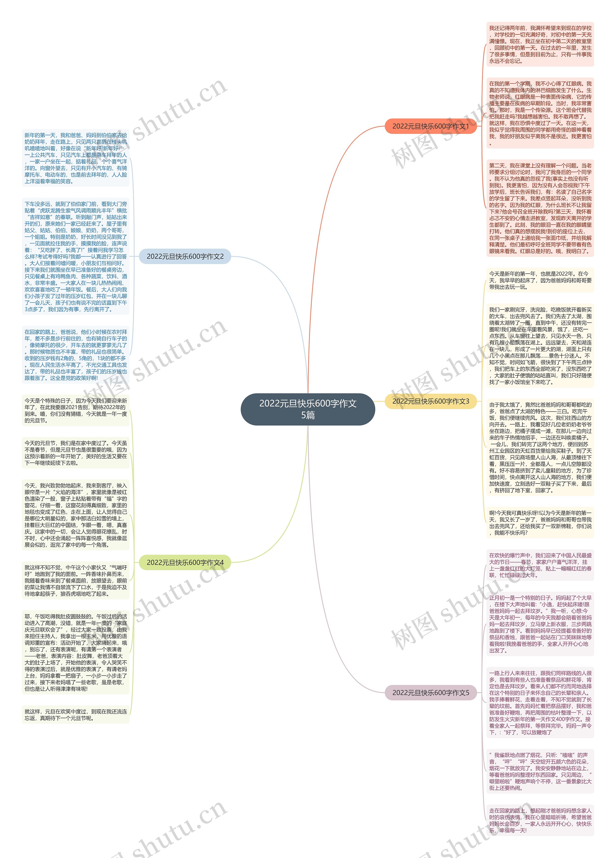 2022元旦快乐600字作文5篇思维导图
