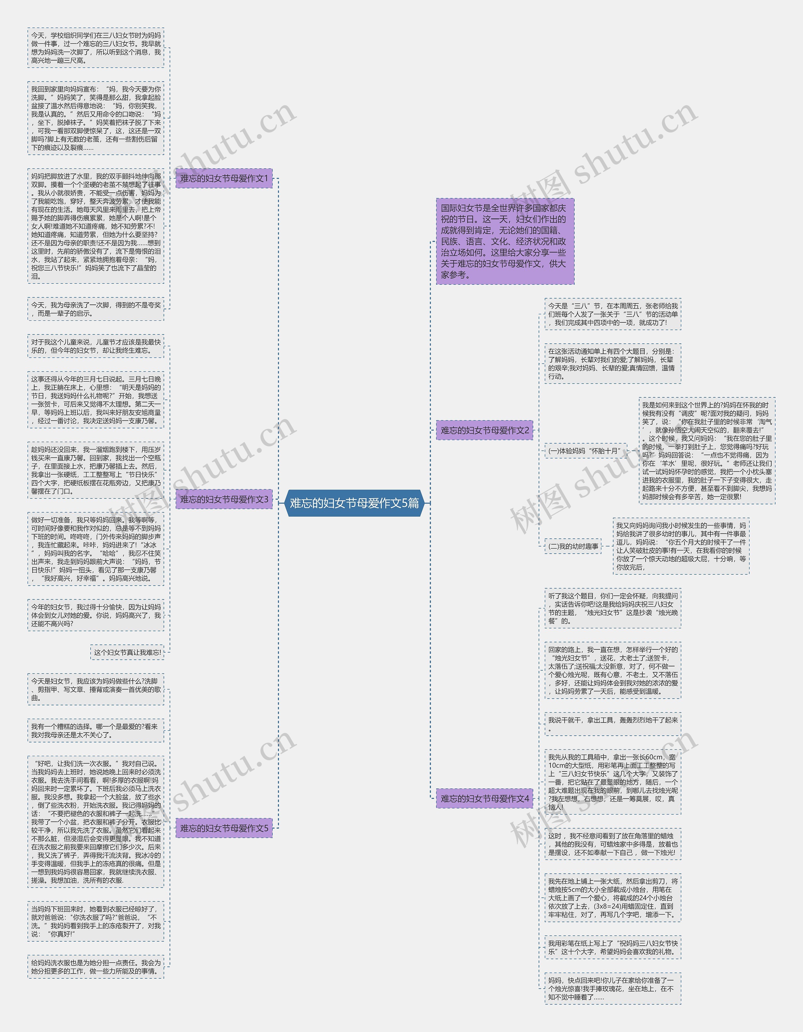 难忘的妇女节母爱作文5篇思维导图