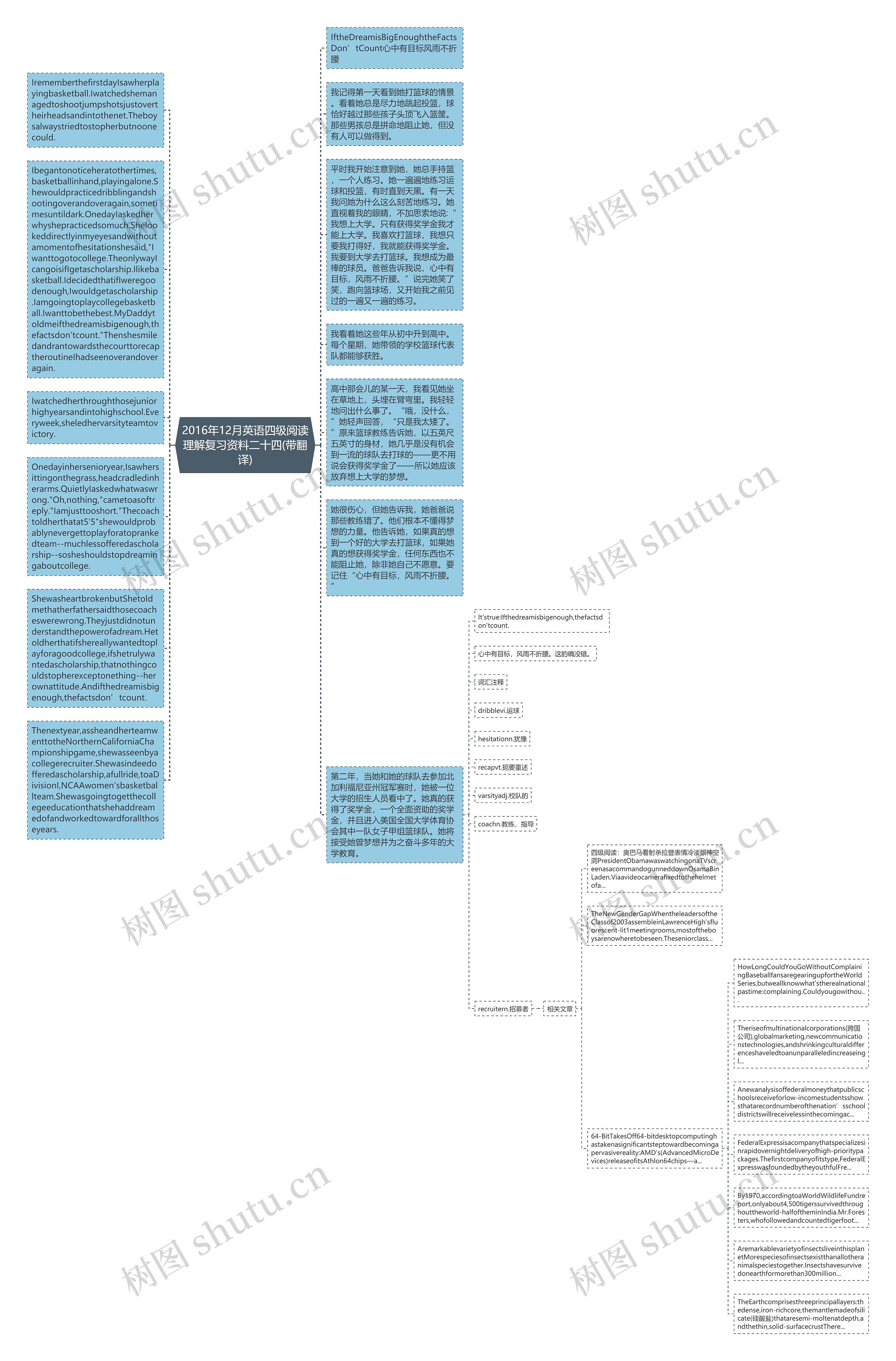 2016年12月英语四级阅读理解复习资料二十四(带翻译)思维导图