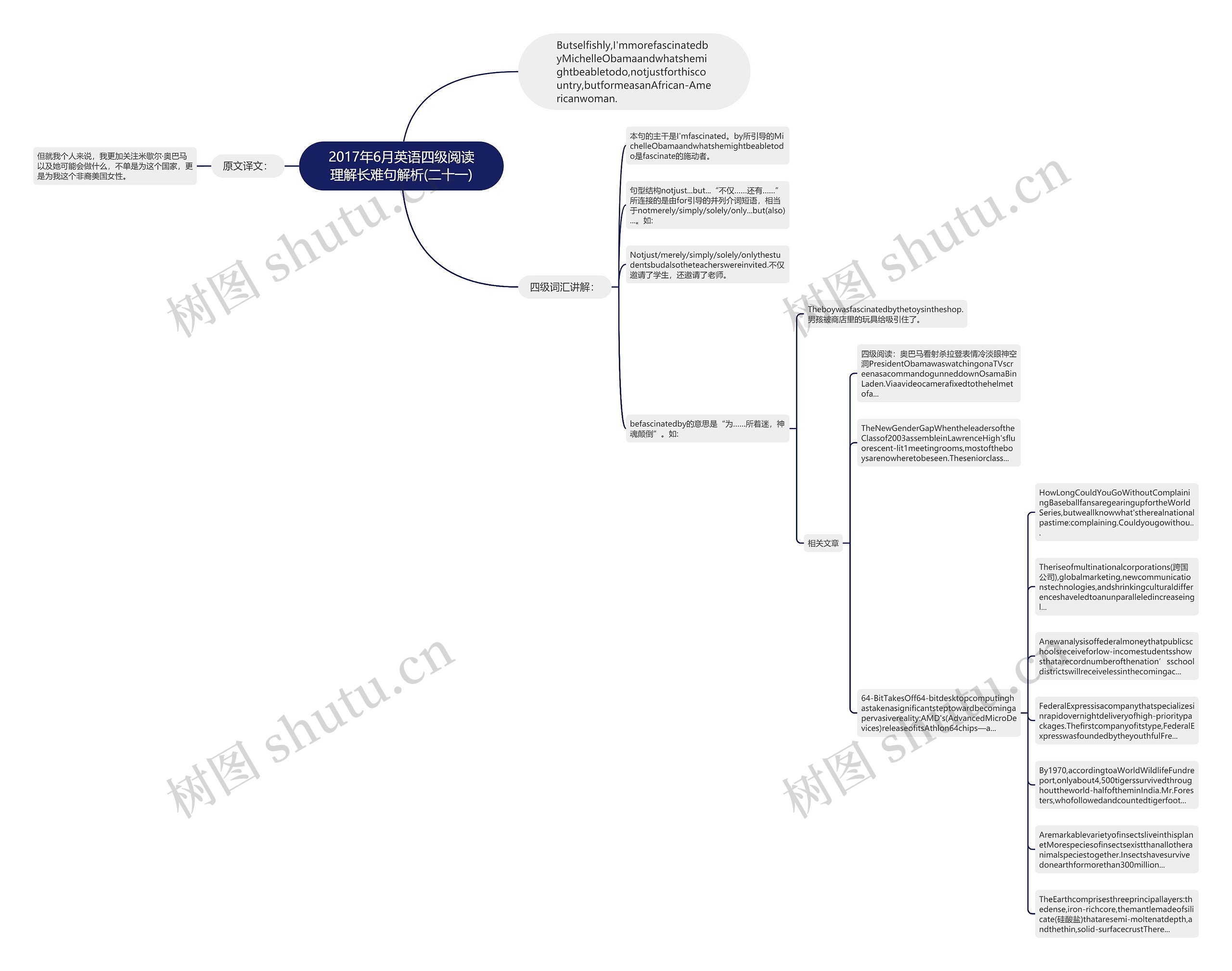 2017年6月英语四级阅读理解长难句解析(二十一)思维导图