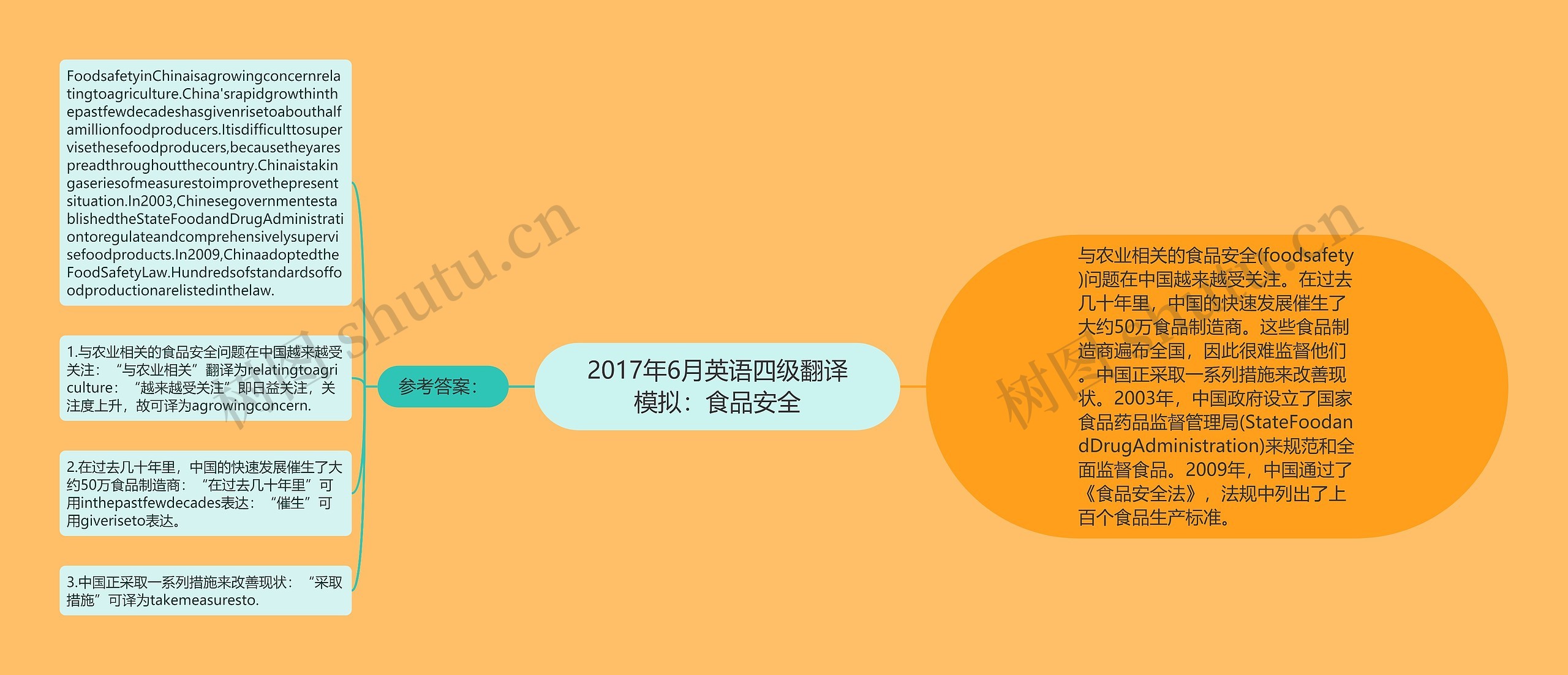 2017年6月英语四级翻译模拟：食品安全思维导图