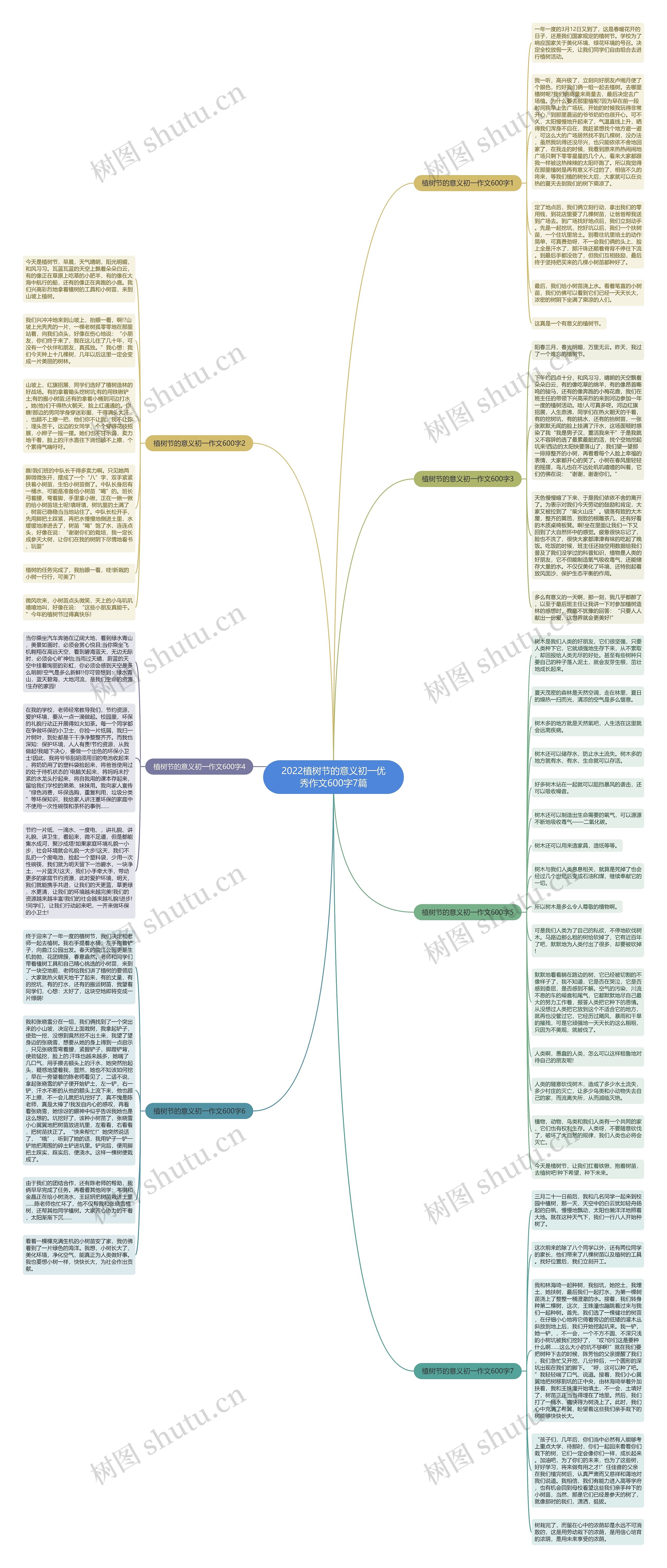 2022植树节的意义初一优秀作文600字7篇思维导图